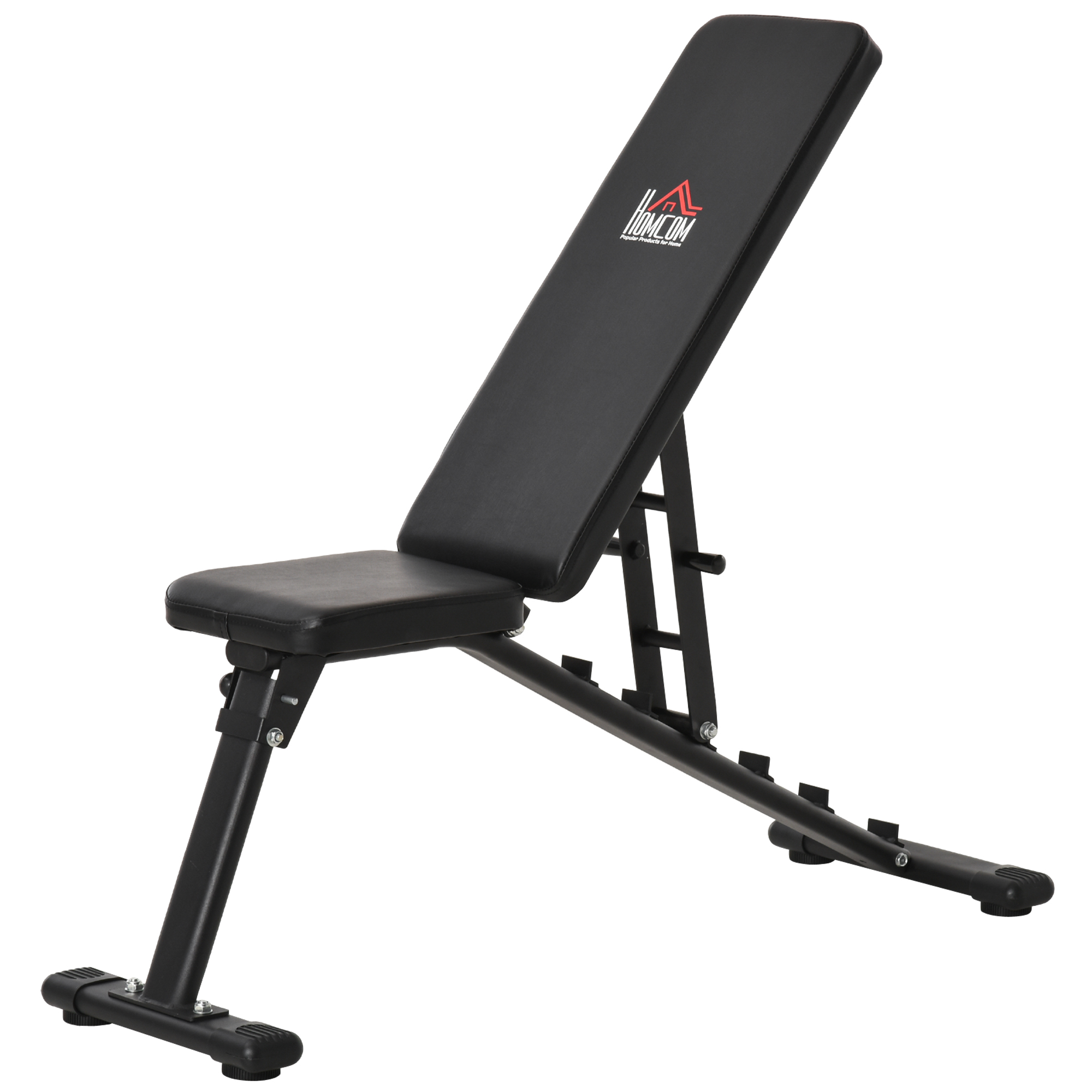 HOMCOM Panca Multifunzione per Addominali, 6 Livelli di Inclinazione e Altezza Regolabile, Acciaio e PU, 125x45x45-118cm, Nero