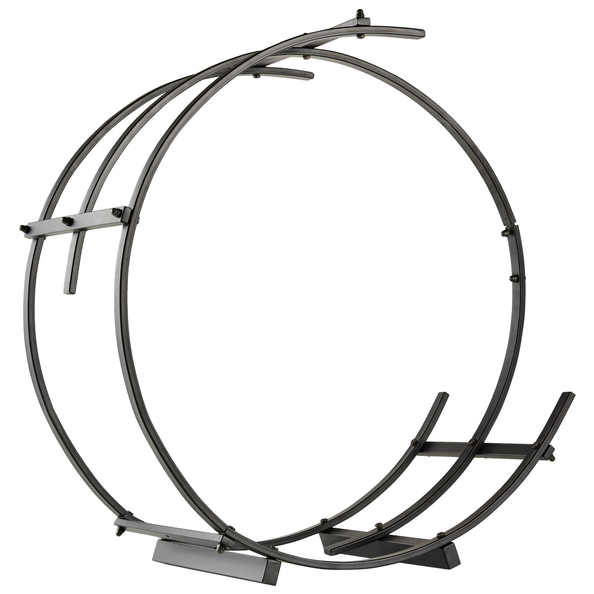 Outsunny Rack di legna da ardere Portalegna con forma a anello, in metallo, Max. carico 50kg, nero, 71x32x73cm