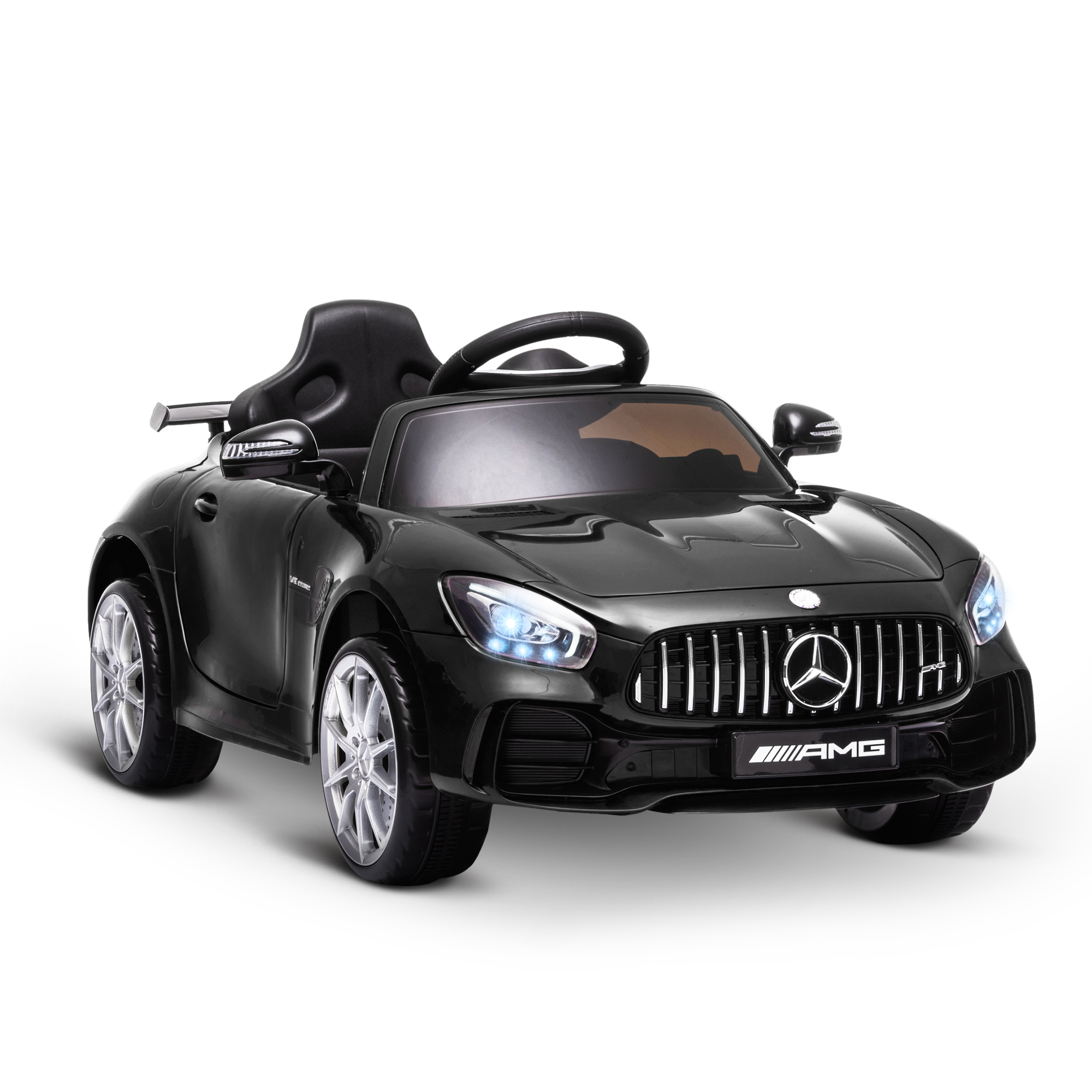 HOMCOM Macchinina Elettrica Mercedes Benz per Bambini con batteria 12V , Velocità 3-5km/h, Telecomando, Luci e Suoni, Nera