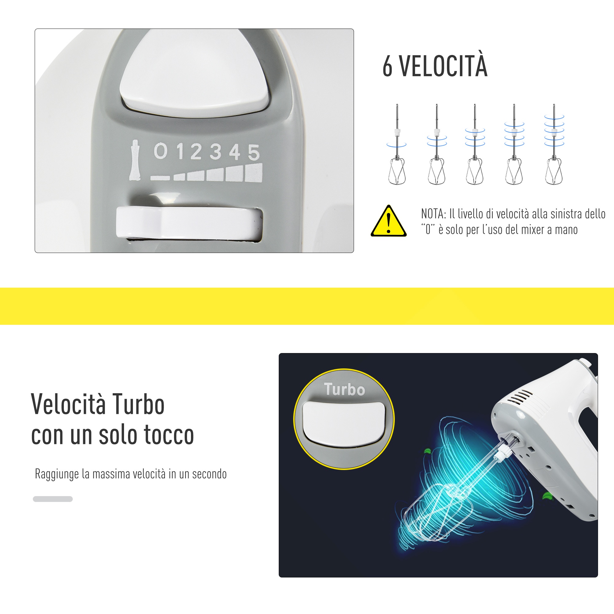Miscelatore A Paletta Portatile 2600W 6 Velocà, Agatore Elettrico - 3
