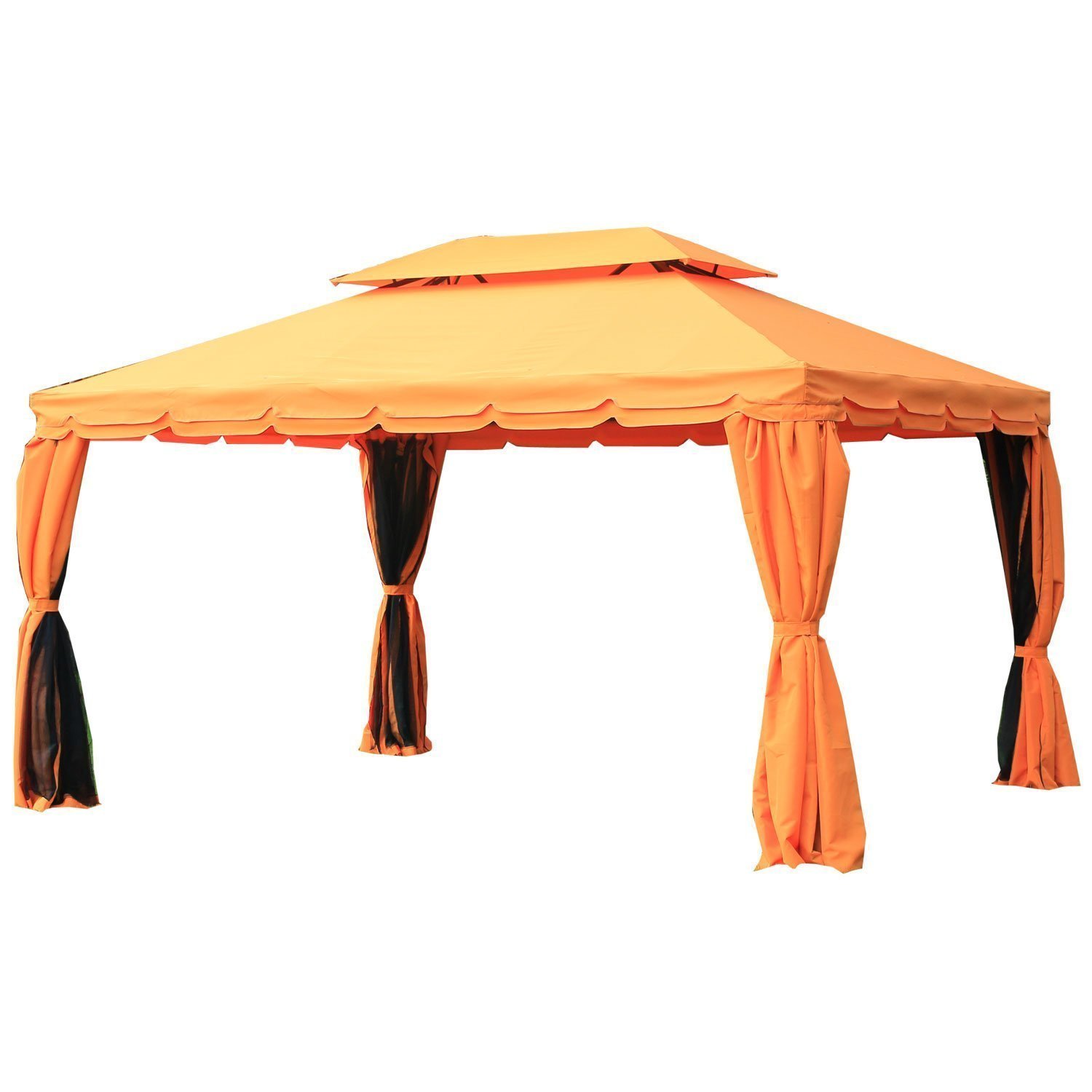 Outsunny Gazebo di Lusso Tendone da Giardino con Tettoia Idrorepellente 3x4m