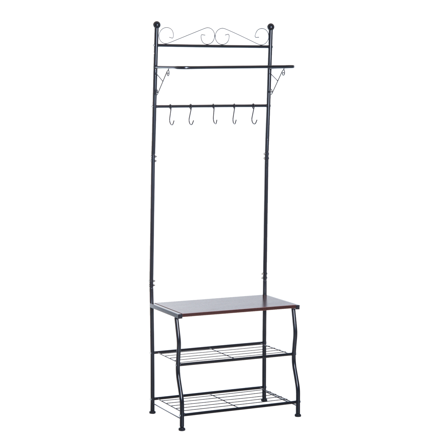 WYRMB Panca per Ingresso in Stile Rustico con Appendiabiti e scarpiera da posizionare sulla Porta sul Retro, Albero per Ingresso in Stile Moderno con