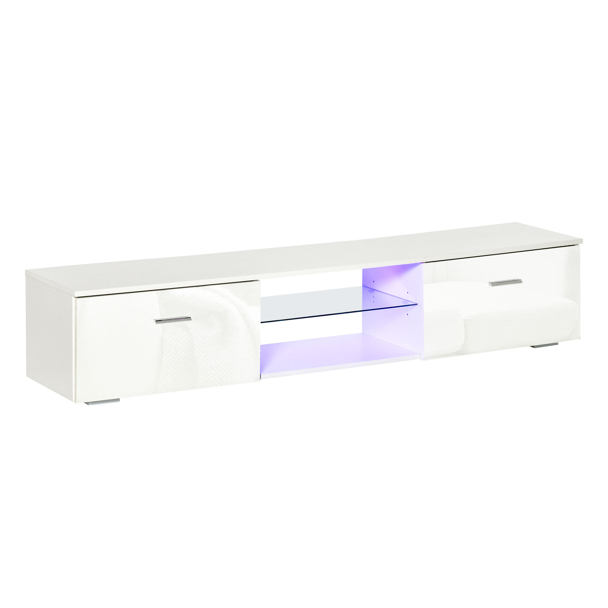 HOMCOM Mobile Porta TV con Luci LED 16 Colori e 4 Modalità per TV Fino 55, Mobiletto Basso in MDF Bianco, 160x35x30cm