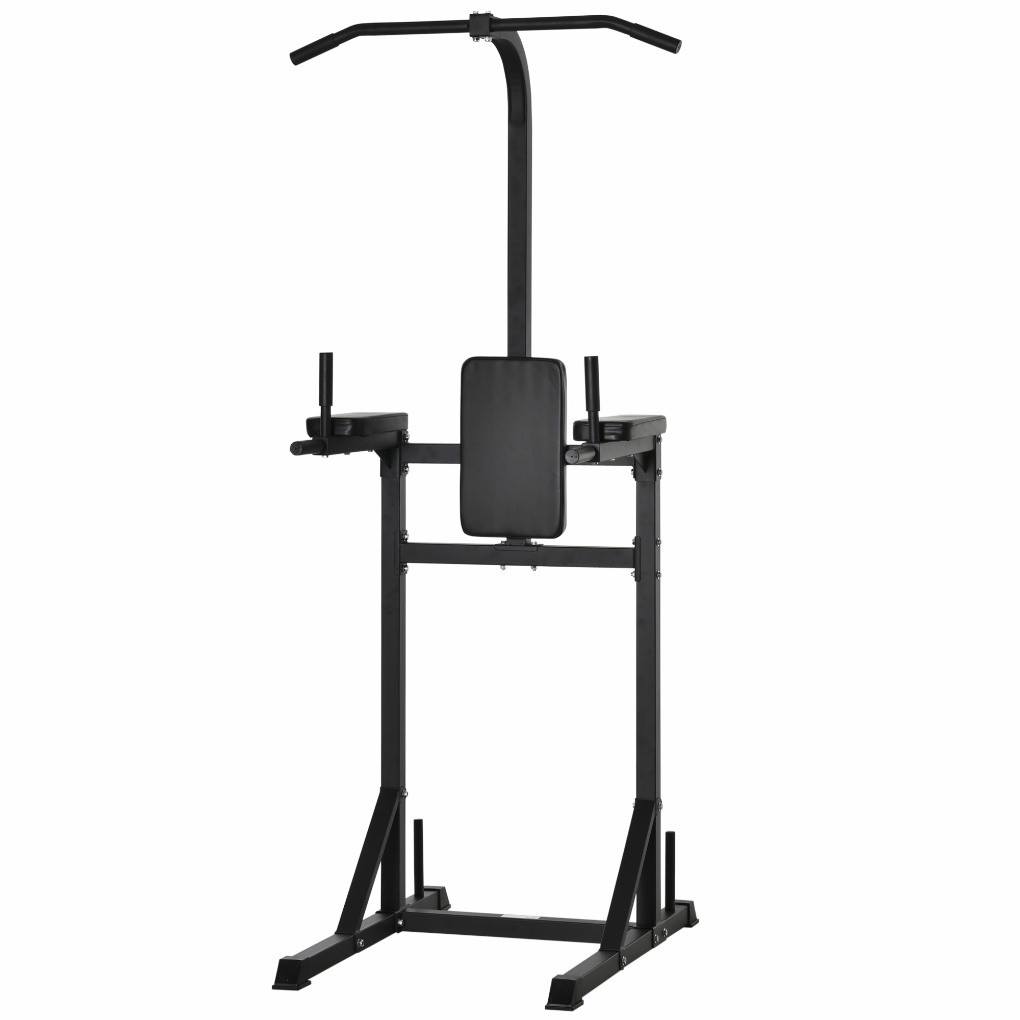 HOMCOM Power Tower Palestra Multifunzione, Stazione Fitness per Allenamento in Acciaio, Impugnature Imbottite, 110x97x227cm, Nero