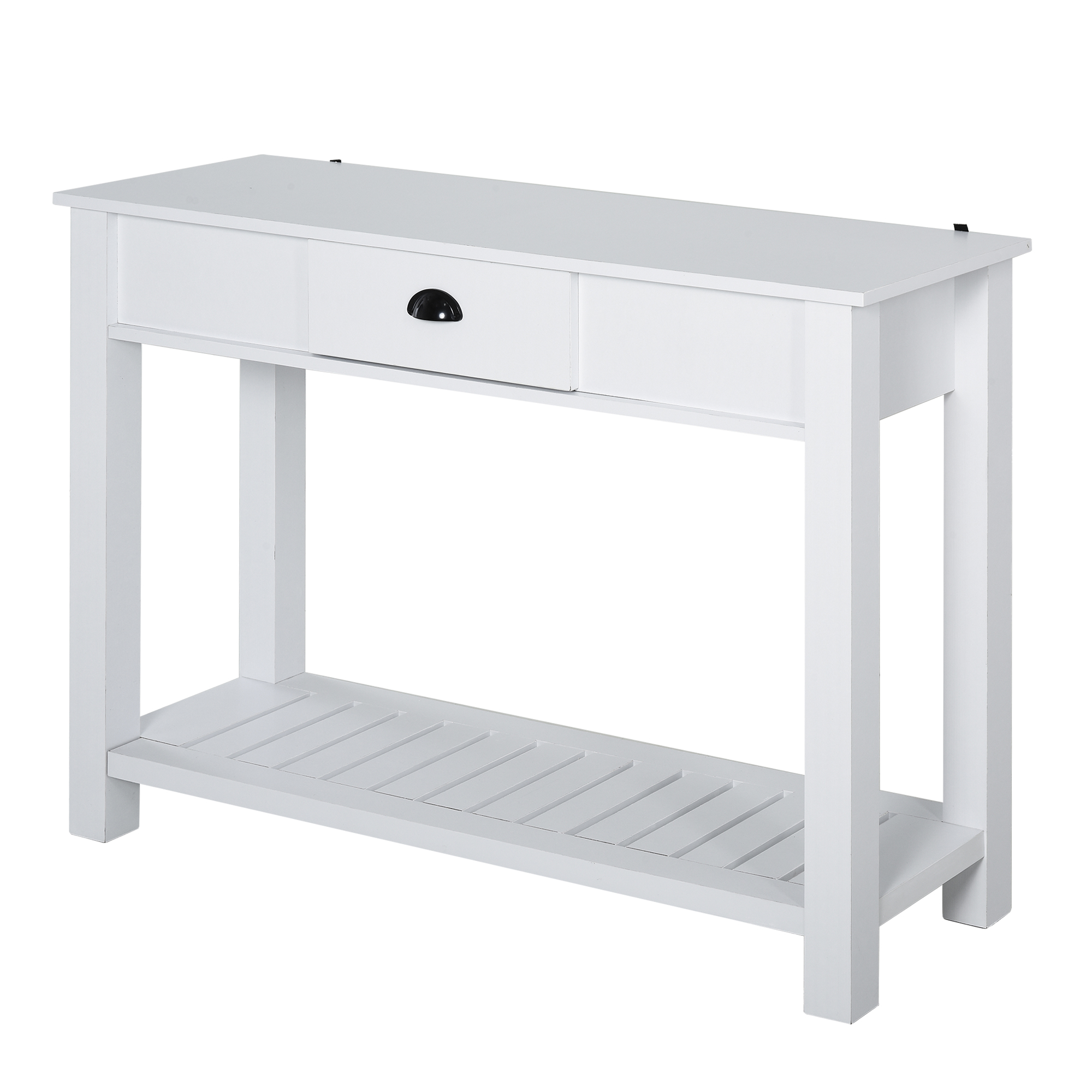 HOMCOM Mesa Tipo Consola Estilo Colonial Mesa Auxiliar para Pasillos Entradas  Dormitorio con Cajón Estante Inferior 120x39x81 cm Blanco | Aosom
