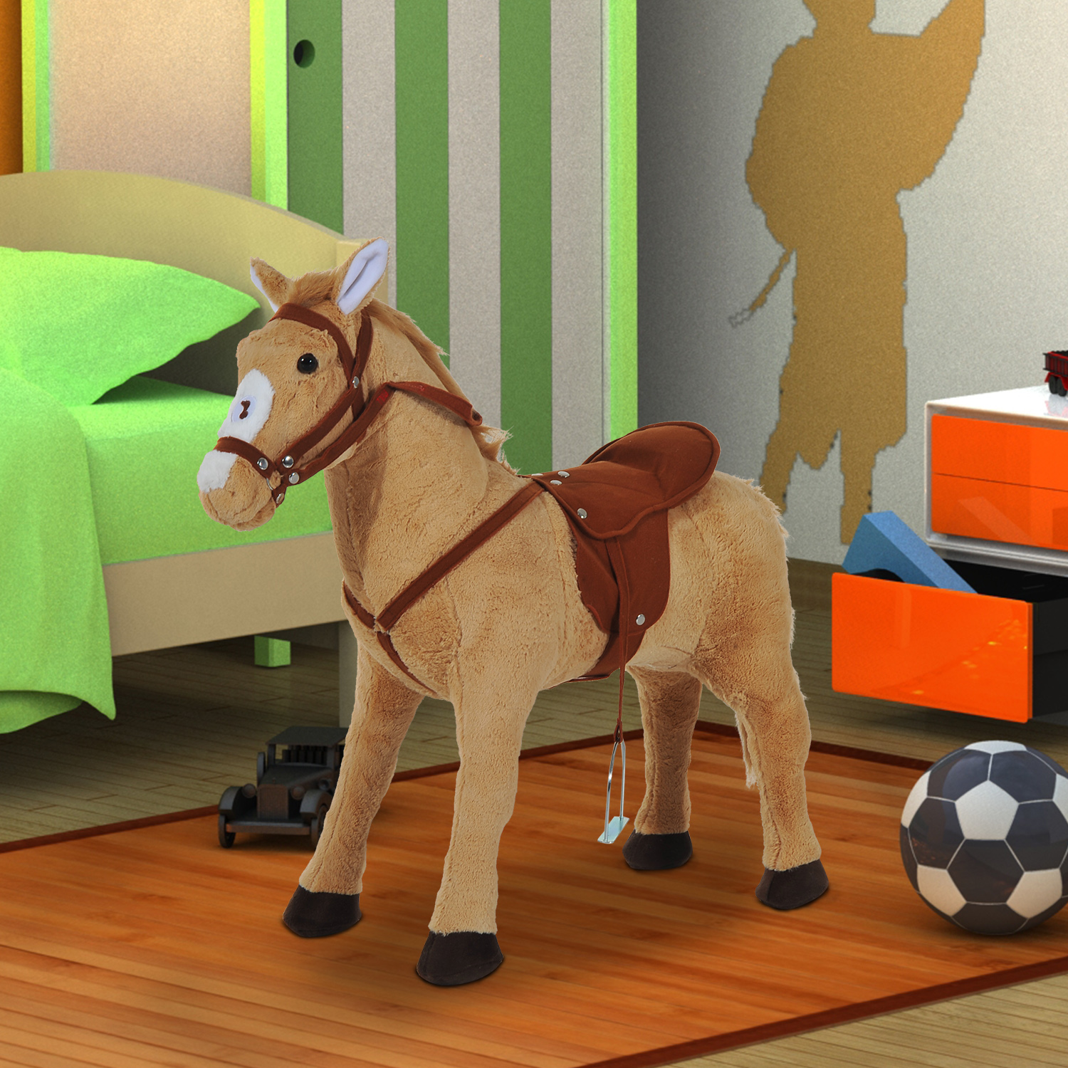 pferd kind spielzeug HOMCOM® Schaukelpferd Schaukeltier Reitpferd Kinder Plüsch Pferd