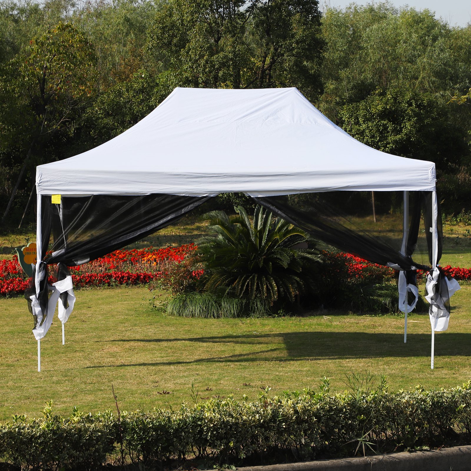 Outsunny Faltpavillon Seitenwände 4,5x3m Stahl Weiß Aosom.de