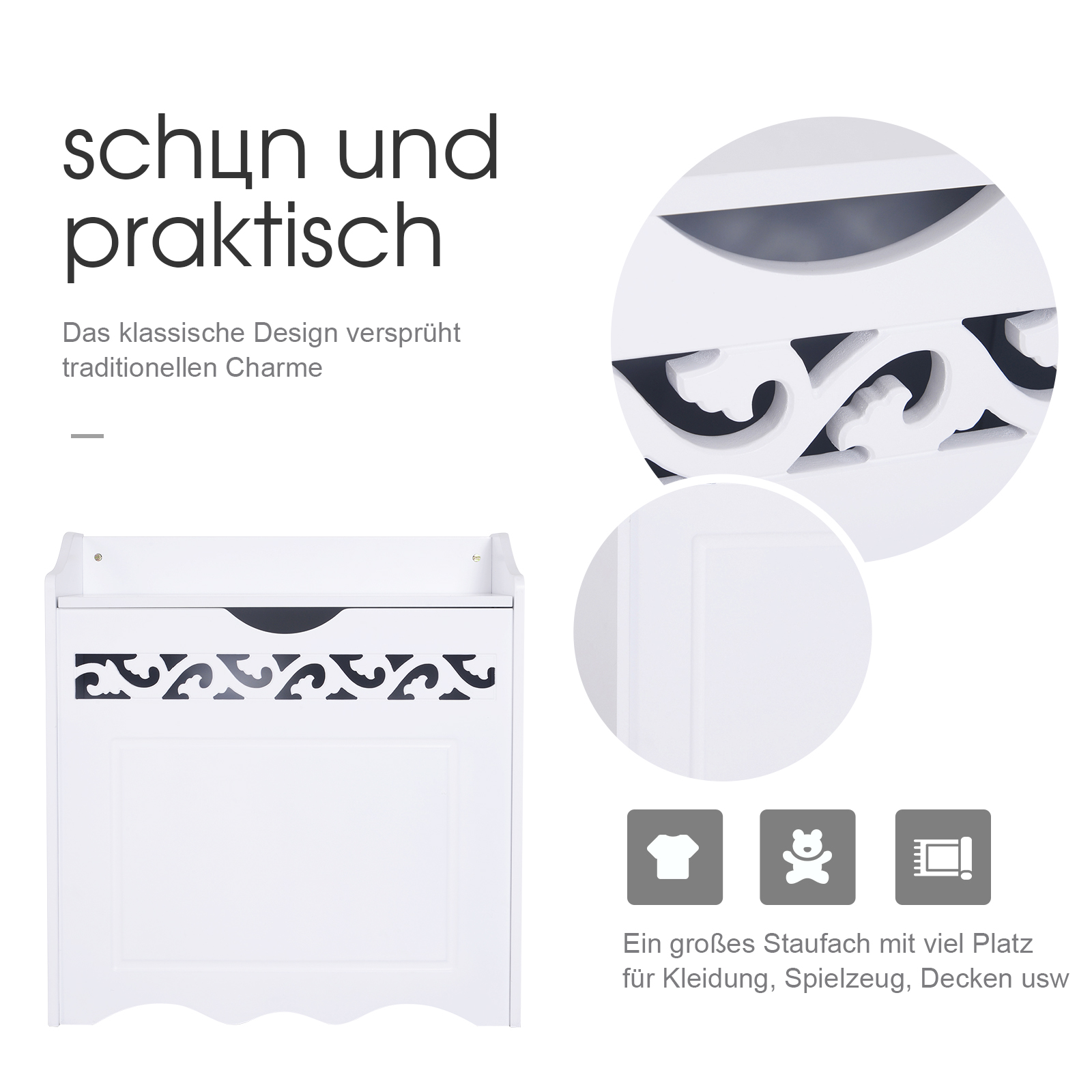 MAHANCRIS Aufbewahrungstruhe, 100cm Große Spielzeugtruhe, Eingangstruhe
