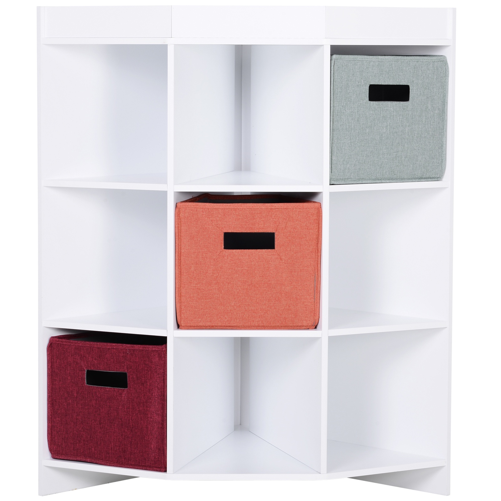 HOMCOM Eckregal, Aufbewahrungsregal, Standregal, 3 Schubladen, Platzsparend, MDF, Weiß, 57 x 57 x 95 cm Aosom