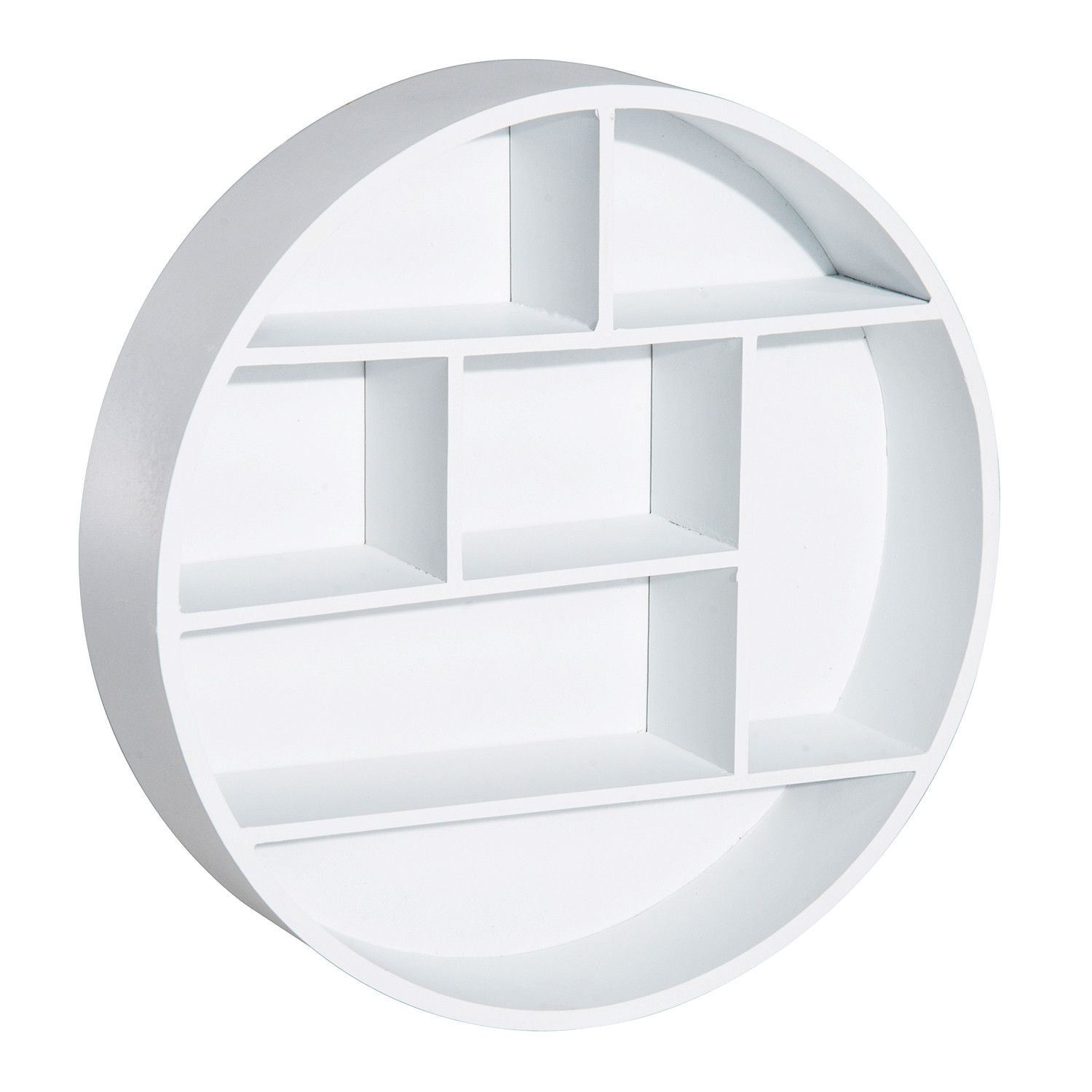 HOMCOM® Wandregal Wandboard mit 7 Fächern Hängeregal Regal zum Hängen Fächern, rund, MDF, Weiß, Φ35,5x6,5cm