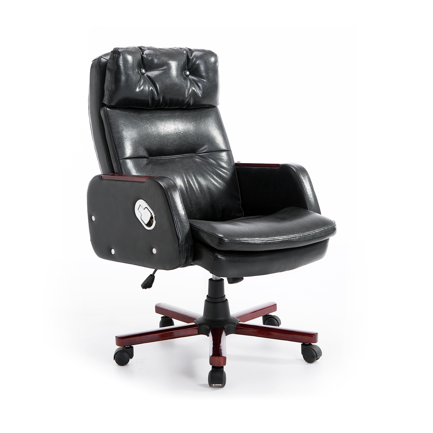 ZUNMOS Chefsessel Bürostuhl Schwarz – Verstellbare Höhe, 113 Kg Tragkraft, PU-Leder, Mit Armlehnen & Rollen