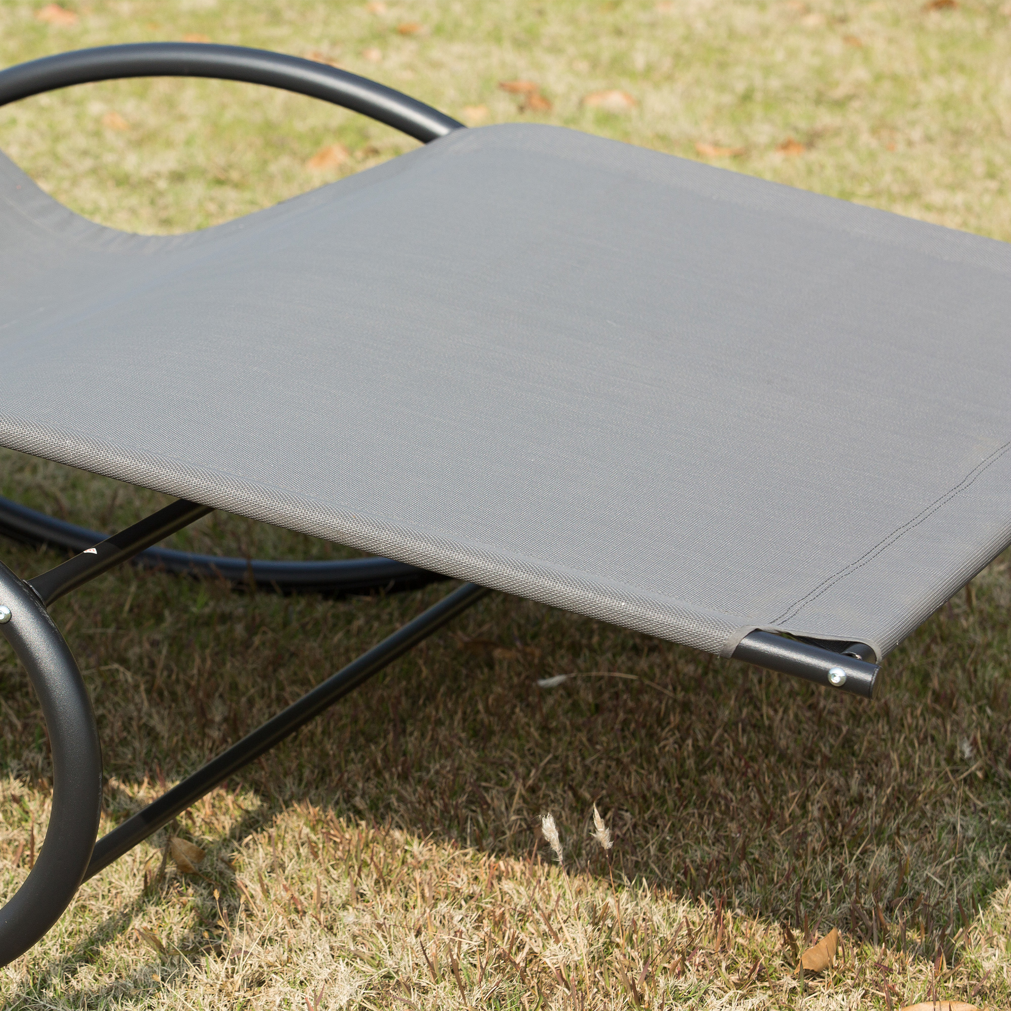 Outsunny Hanging Double Chair, Swing Rock Seat for Outdoor Patio, Garden Sun Lounger, Grey 