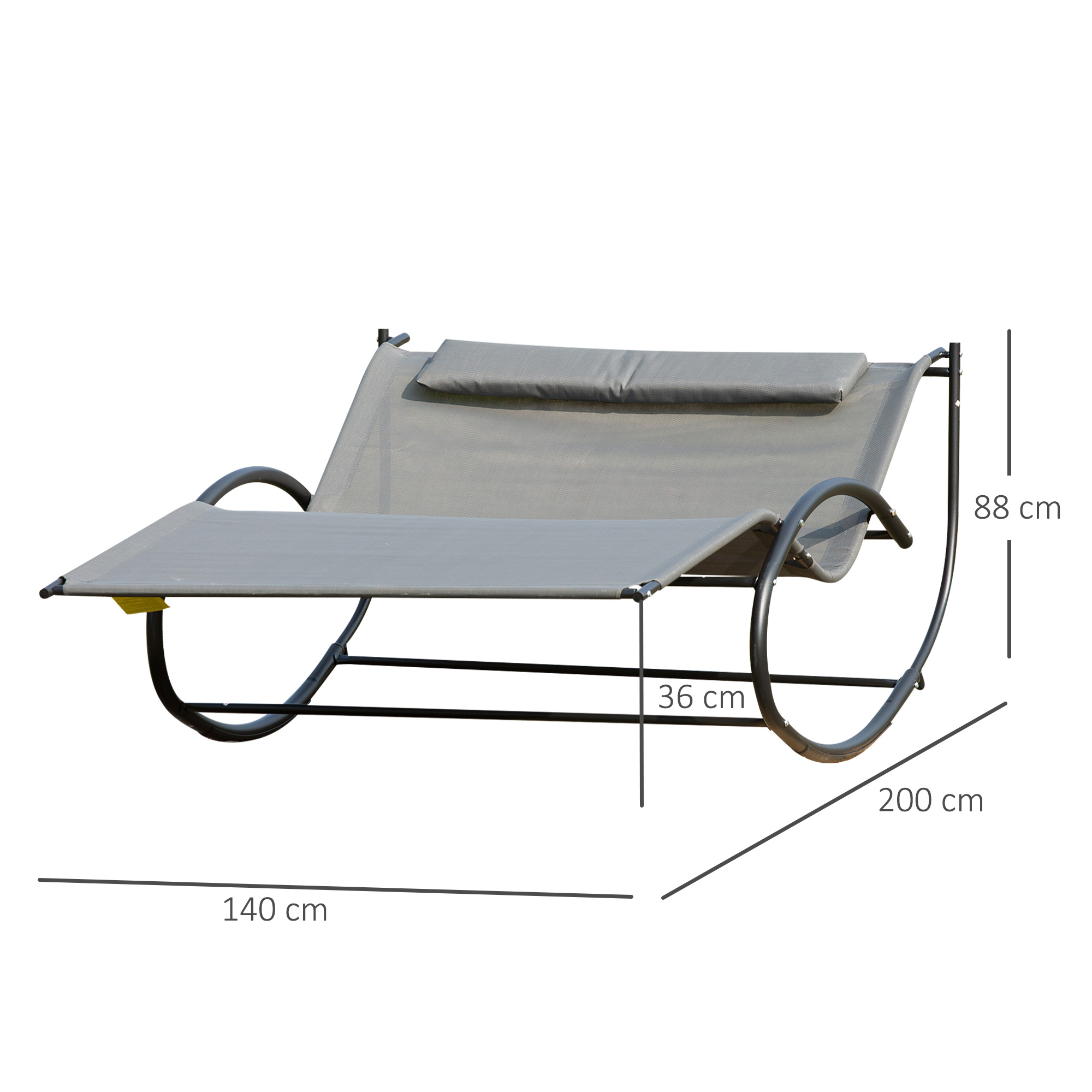 Outsunny Hanging Double Chair, Swing Rock Seat for Outdoor Patio, Garden Sun Lounger, Grey 