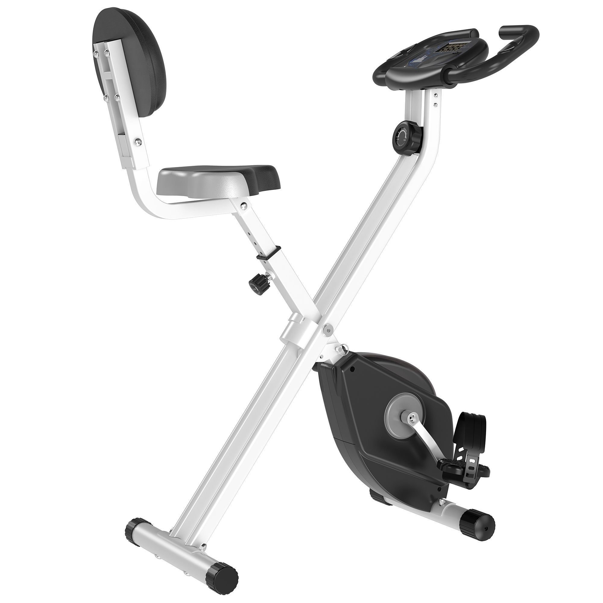 HOMCOM Bicicleta estática plegable 8 niveles de resistencia magnética bicicleta de fitness con asiento ajustable pantalla LCD multifunción sensor de ritmo cardíaco amarillo   Aosom España