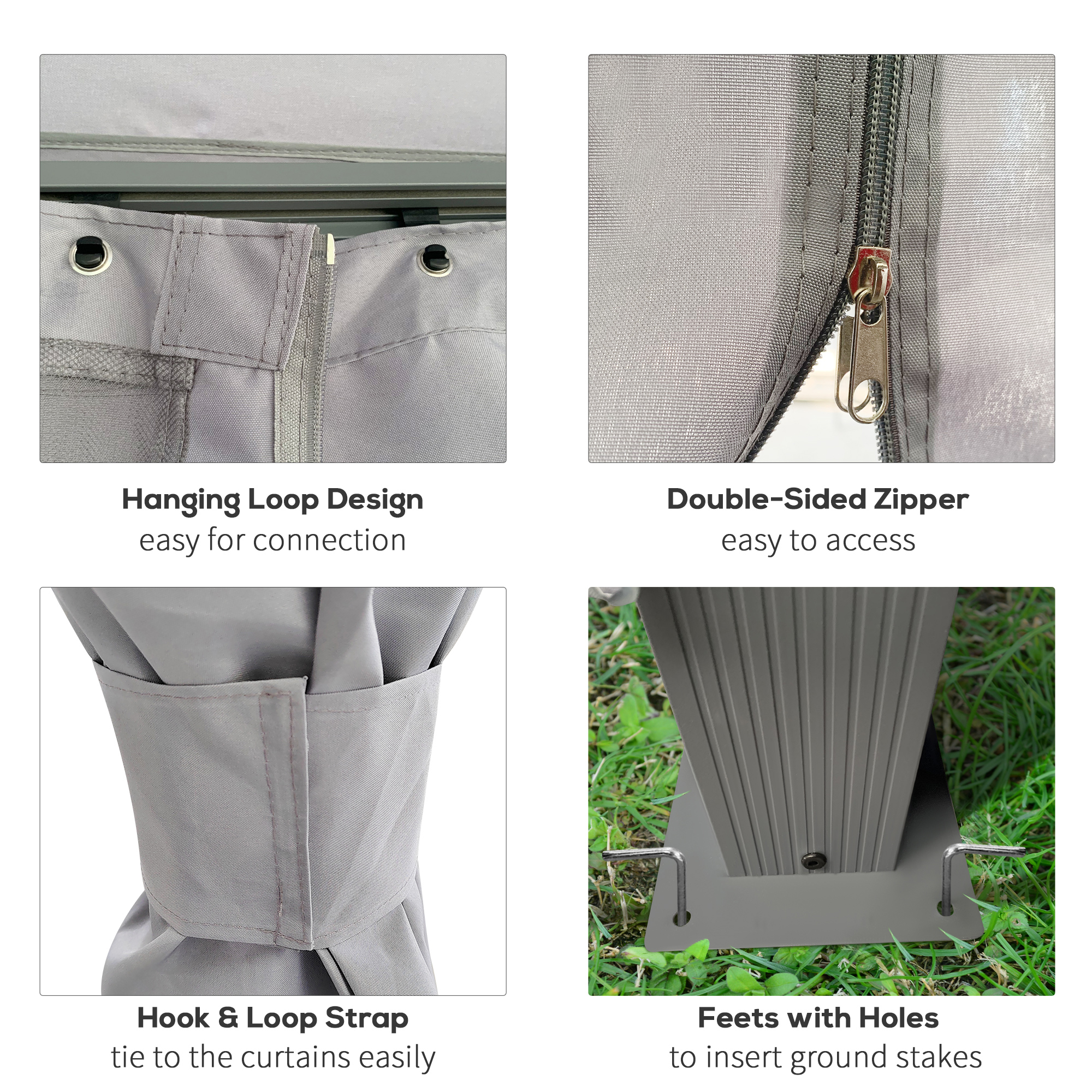 Outsunny 4 x 3(m) Patio Gazebo Canopy Garden Tent Shelter with Vented Roof, Mosquito Netting and Curtains, Aluminium Frame, Grey