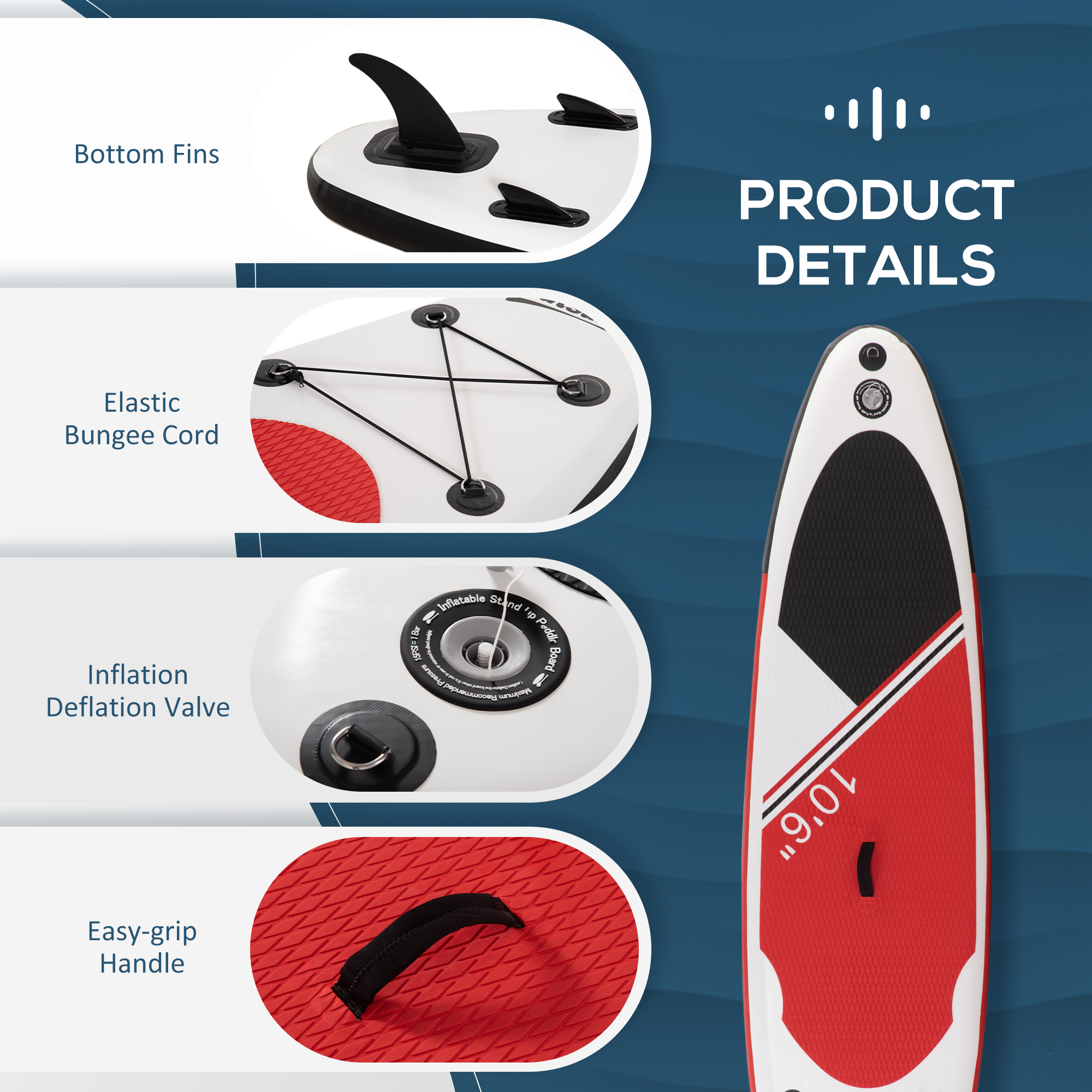 Outsunny Stand Up Paddle Board Inflatable Set, Non-Slip Deck with Aluminium Paddle & ISUP Accessories, White