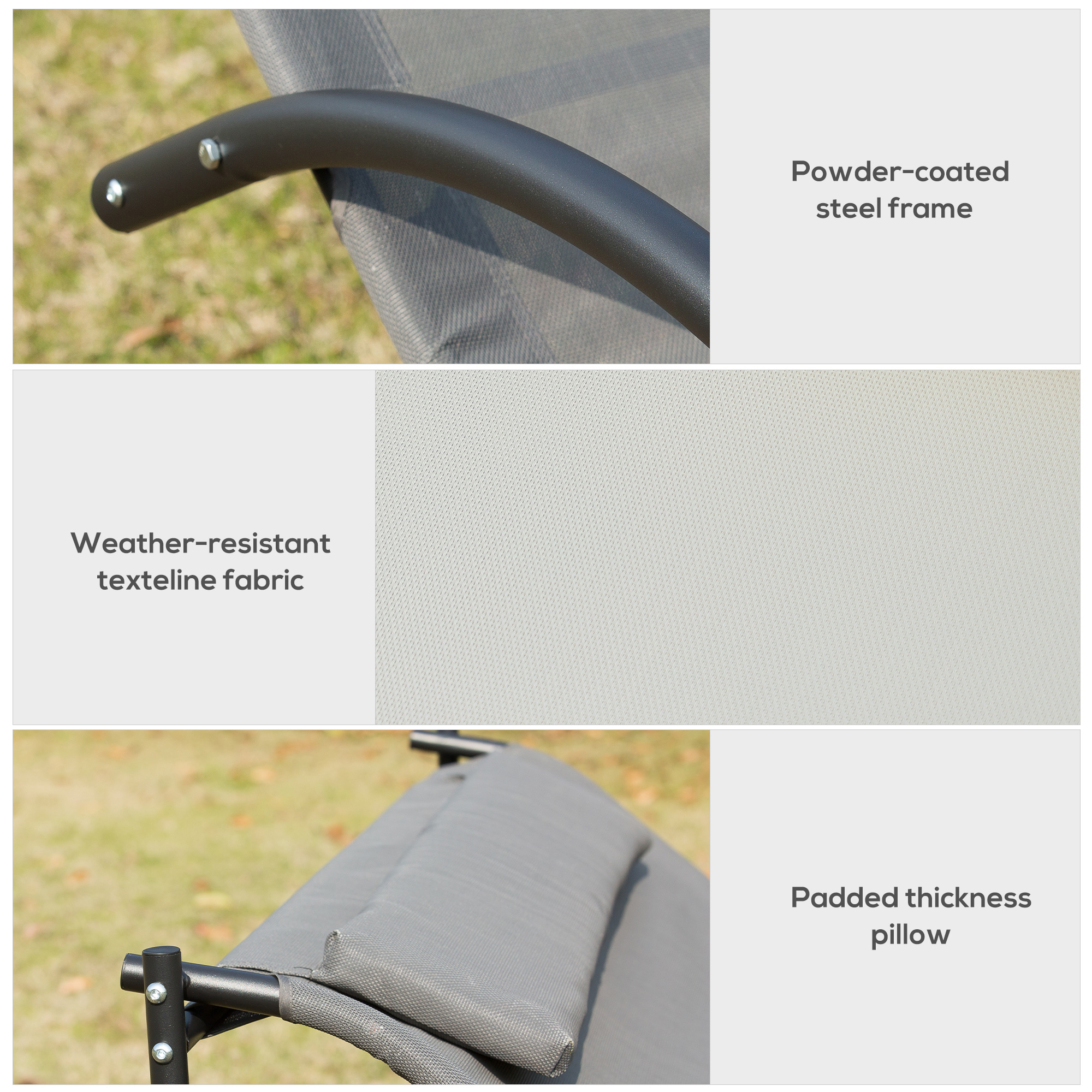 Outsunny Hanging Double Chair, Swing Rock Seat for Outdoor Patio, Garden Sun Lounger, Grey 