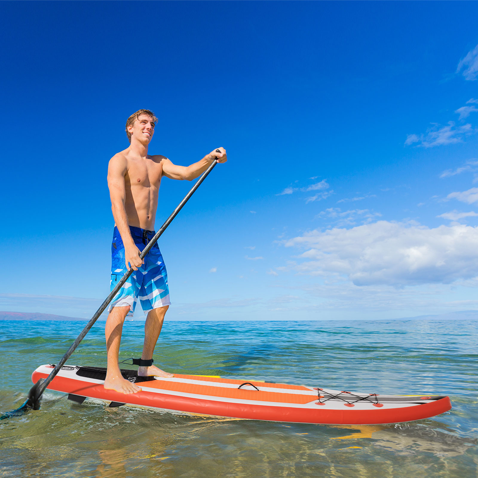 Outsunny 10'6" x 30" x 6" Inflatable Paddle Stand Up Board, Adjustable Aluminium Paddle, Non-Slip Deck Board w/ISUP Accessories, 320Lx76Wx15Hcm, White