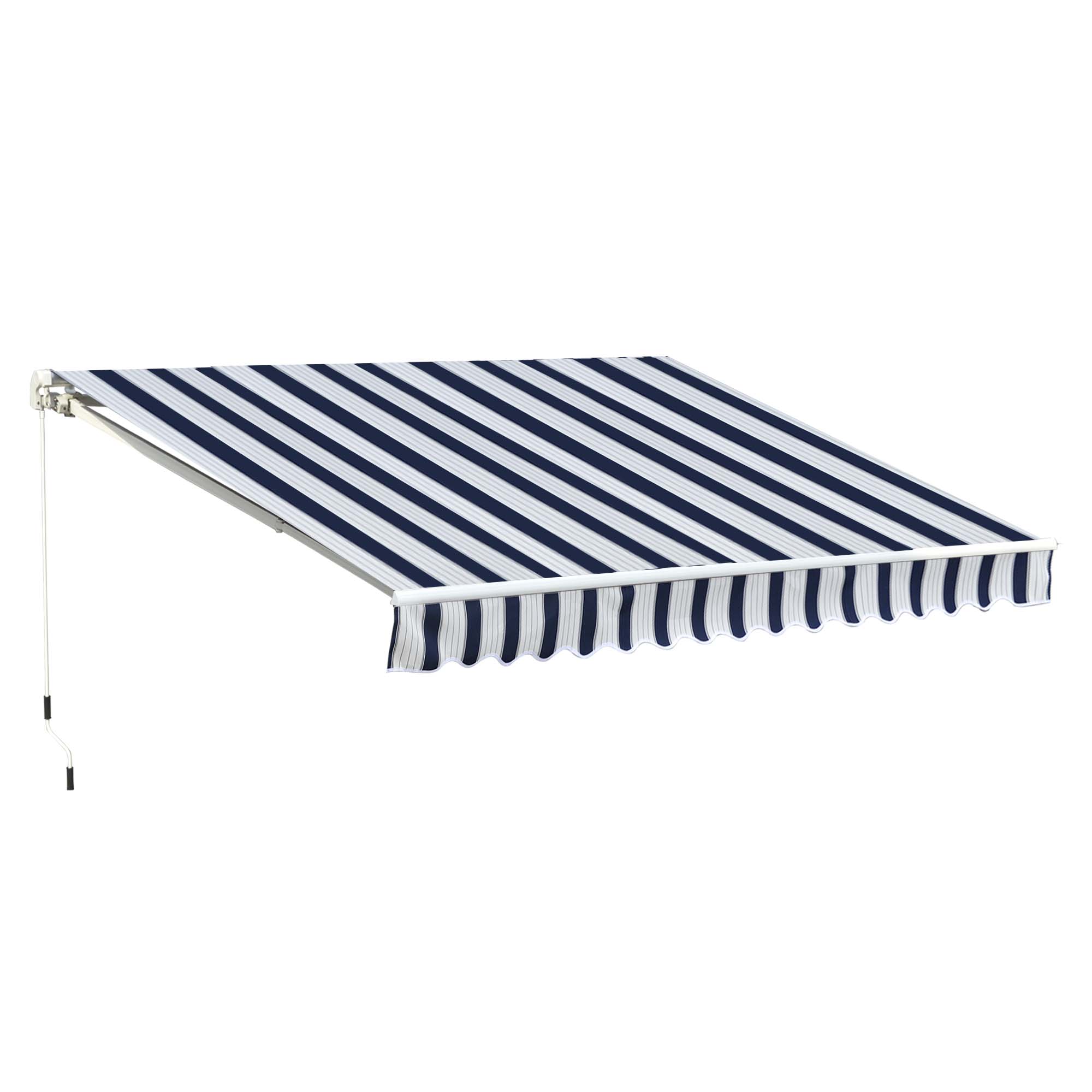 Outsunny Tenda da Sole per Esterno Regolazione con Manovella, in Alluminio e Poliestere, 295x250cm, Blu e Bianco