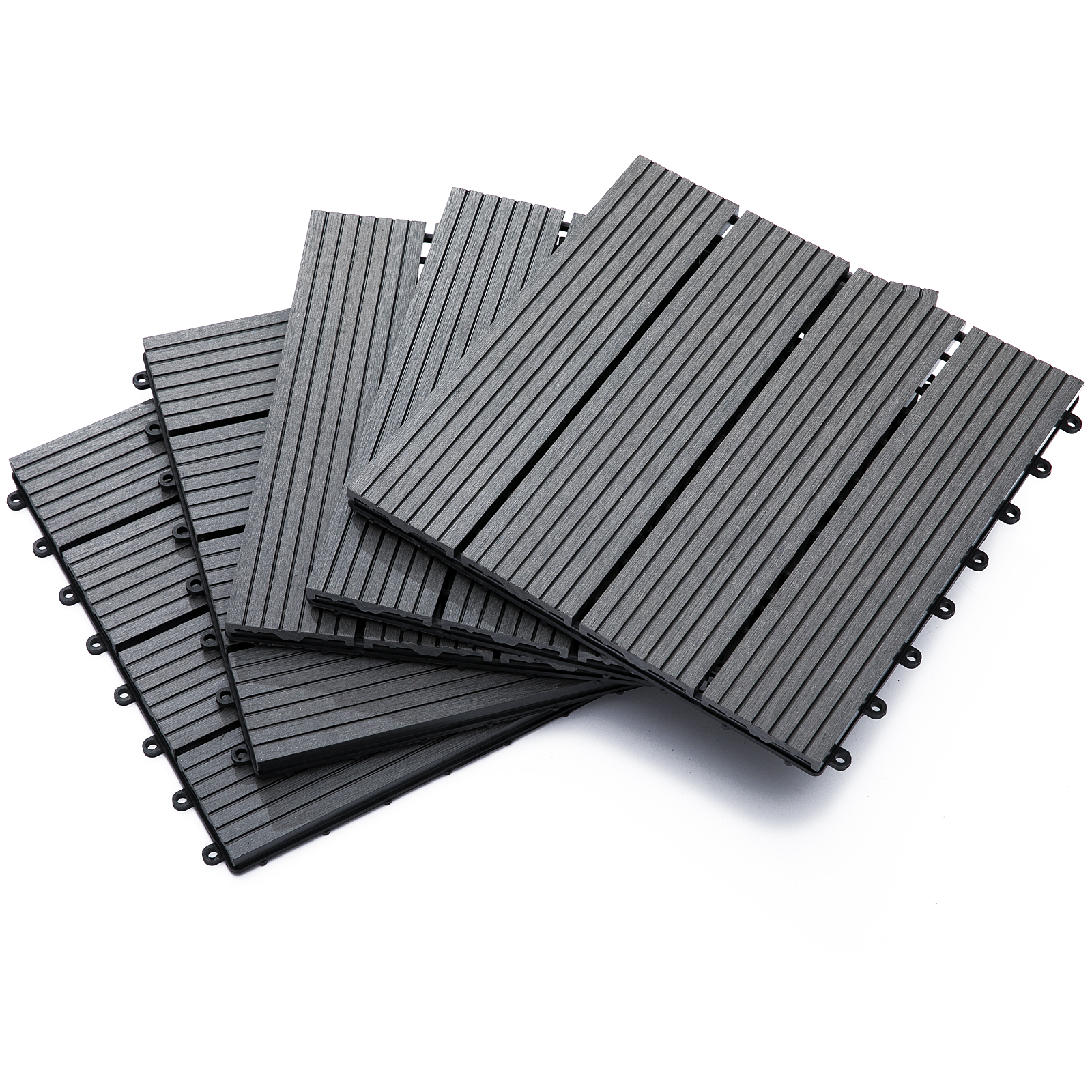 Outsunny Piastrelle da Giardino Incastrabili Set da 11 Mattonelle per Esterno 30x30 cm Grigio