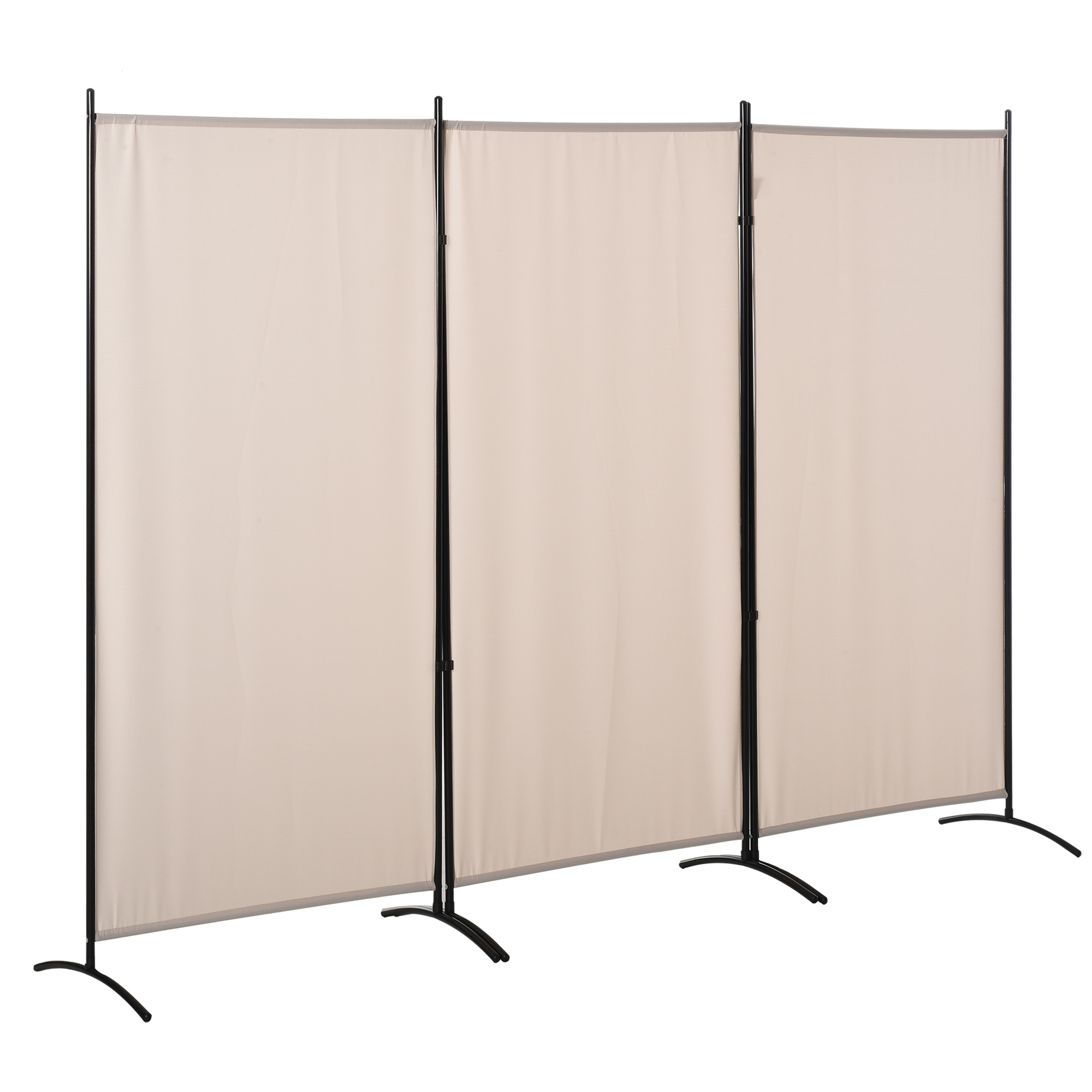 HOMCOM Double store latéral brise-vue paravent sur pied séparateur dim. 2,53L x 0,5l x 1,82H m métal polyester haute densité beige