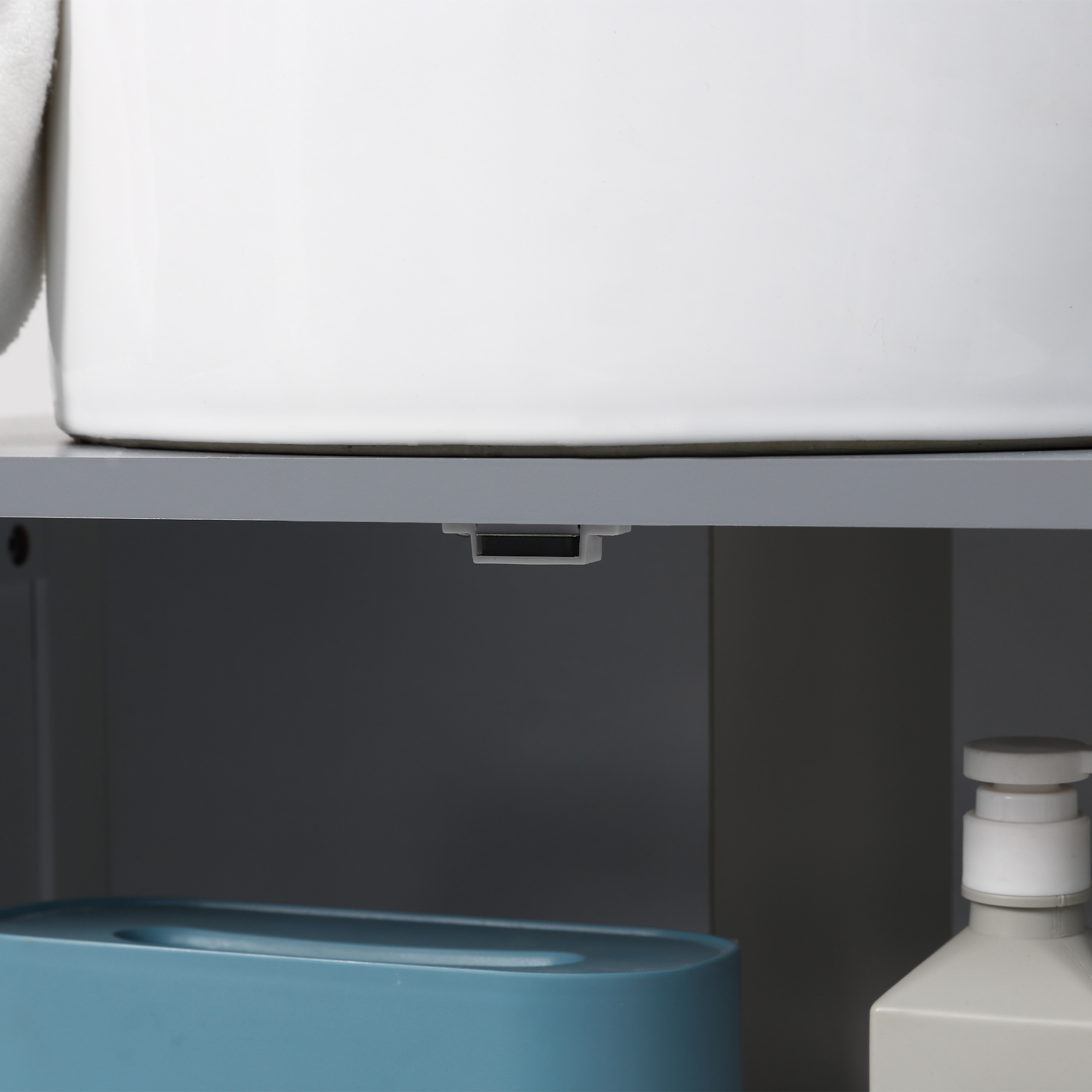 Kleankin Modern Under Sink Cabinet with Double Doors, Adjustable Shelves, Pedestal Bathroom Vanity Storage Unit, White.