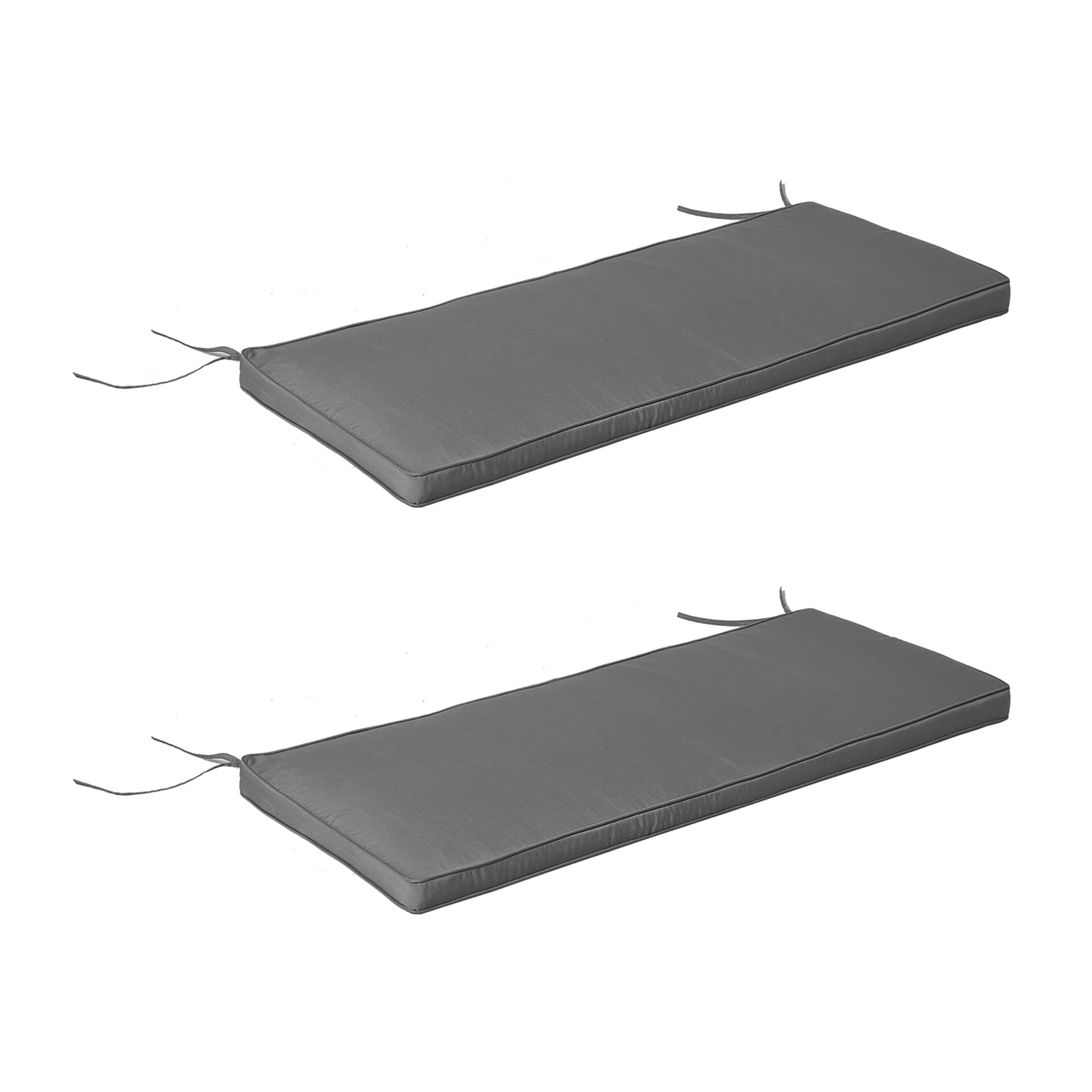Outsunny Lot de 2 coussins d’assise pour banc de jardin balancelle canapé banquette coussins lavables cordons d'attache inclus 120 x 50 cm gris foncé