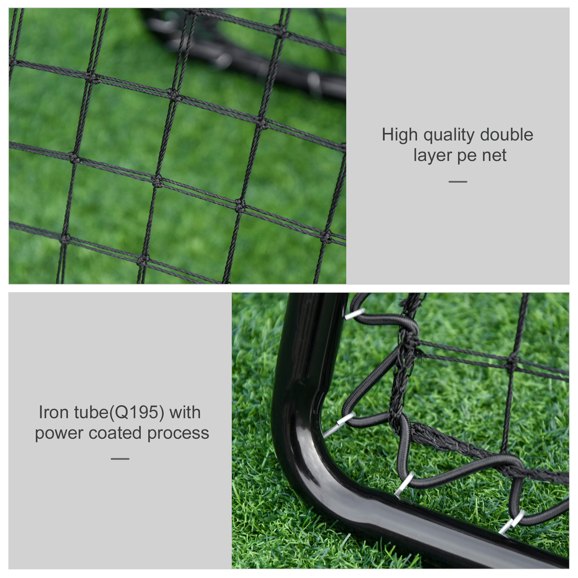 HOMCOM Rebounder Net for Football, Baseball, Basketball, Double Sided, Angle Adjustable Training Aid, 75L x 75W cm