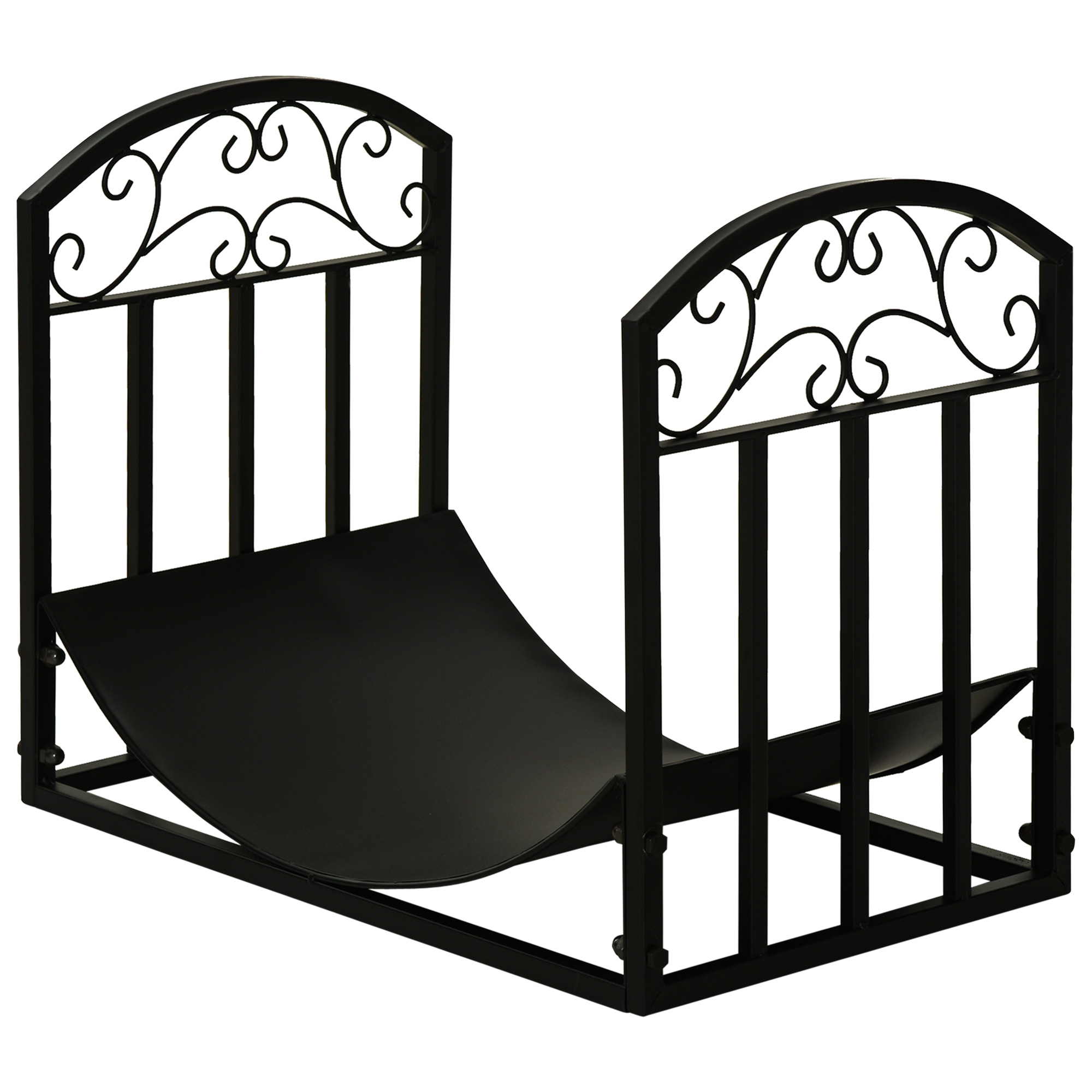 Outsunny Soporte para leña carga máxima 60 kg dim. 60,5L x 36W x 46,5H cm metal epoxi negro