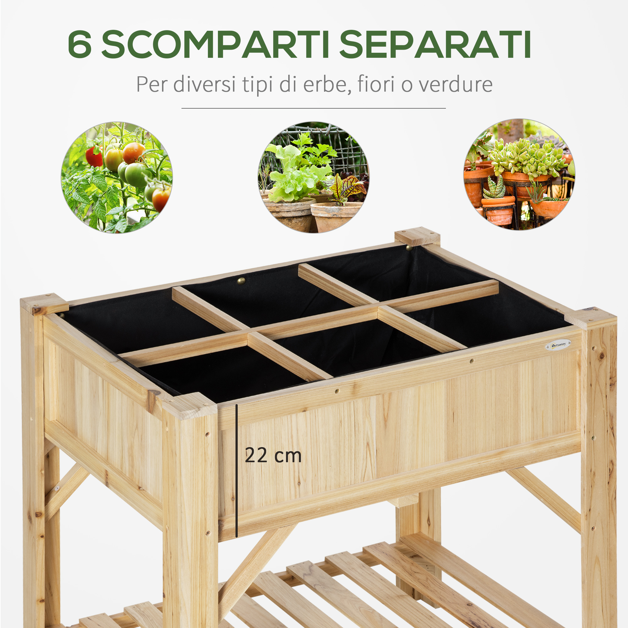 Letto Da Orto Rialzato Con Serra - 121x55x117 Cm In Legno E PE, Perfetto Per Fiori E Verdure - Foto 3