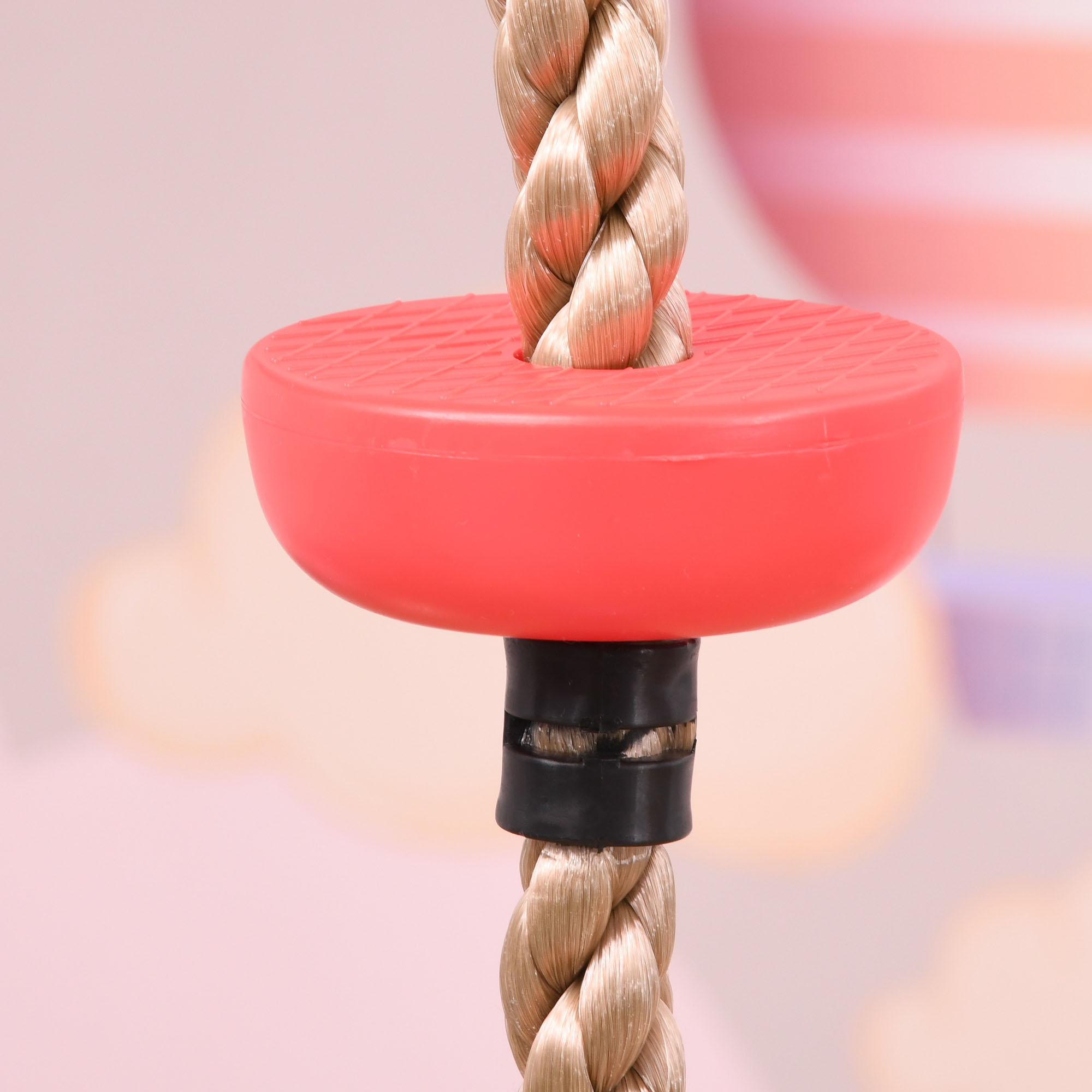 HOMCOM Climbing Rope with Disc Swings and Platforms, Multicolour Outdoor Playset for Backyard Playground