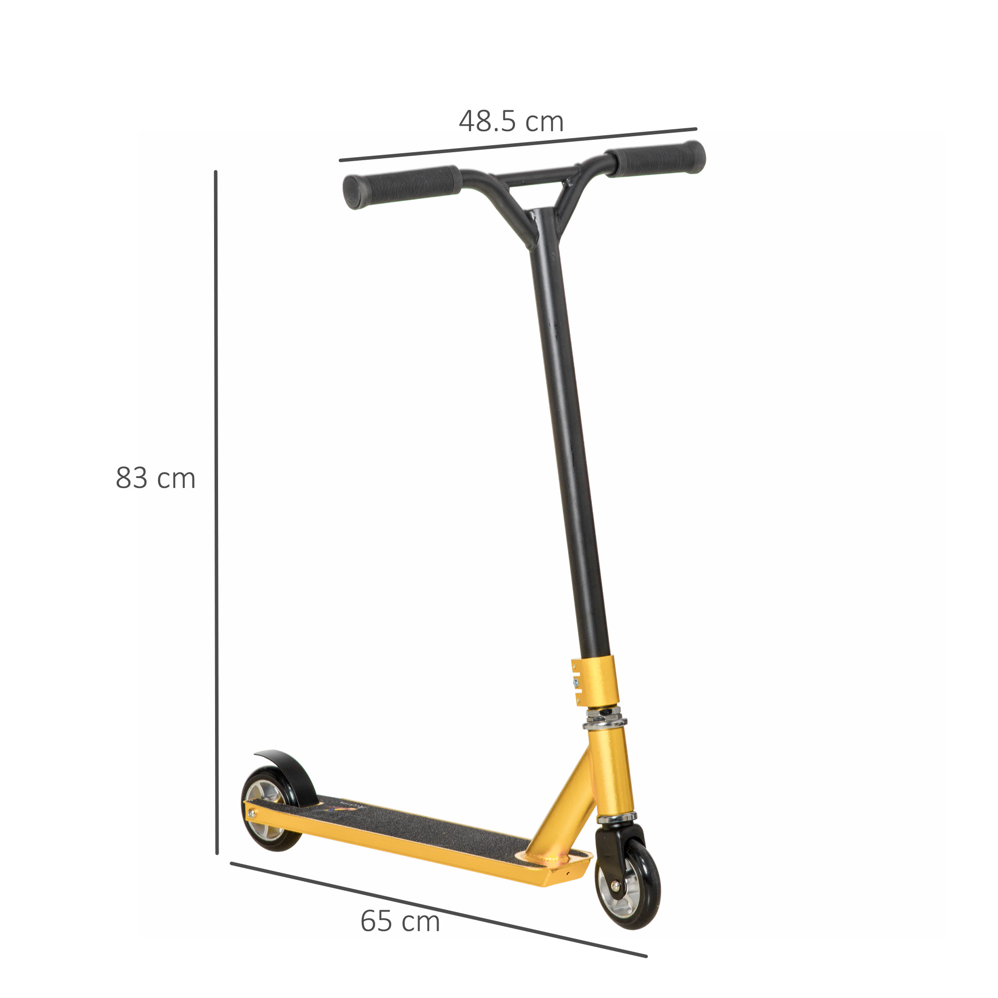 HOMCOM Stunt Scooter for Beginners, 360Â° Tricks, Lightweight Aluminium Deck, ABEC 7 Bearings, Age 14+, Gold Tone