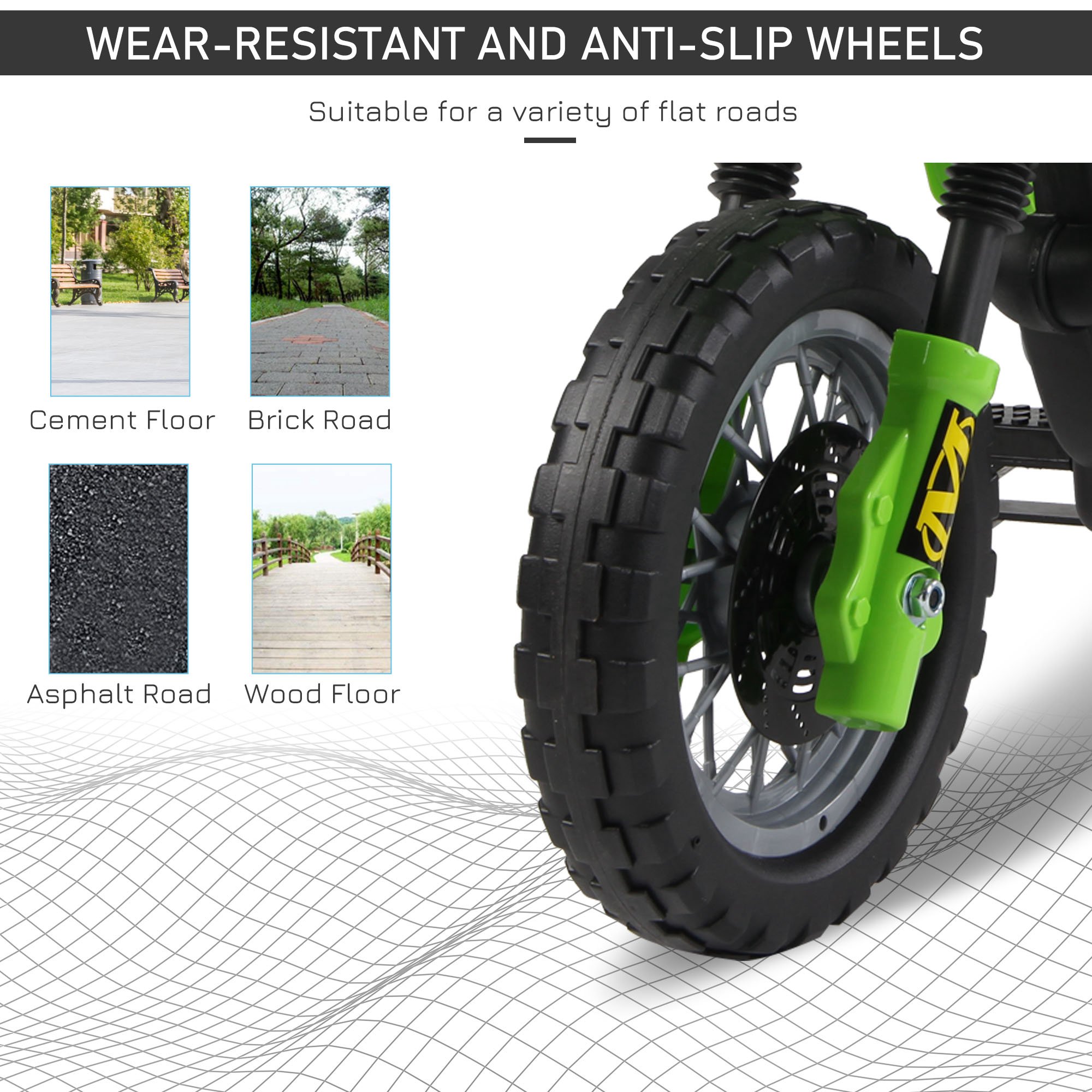 HOMCOM Kids Electric Motorbike Child Ride on Motorcycle 6V Battery Scooter (Green)