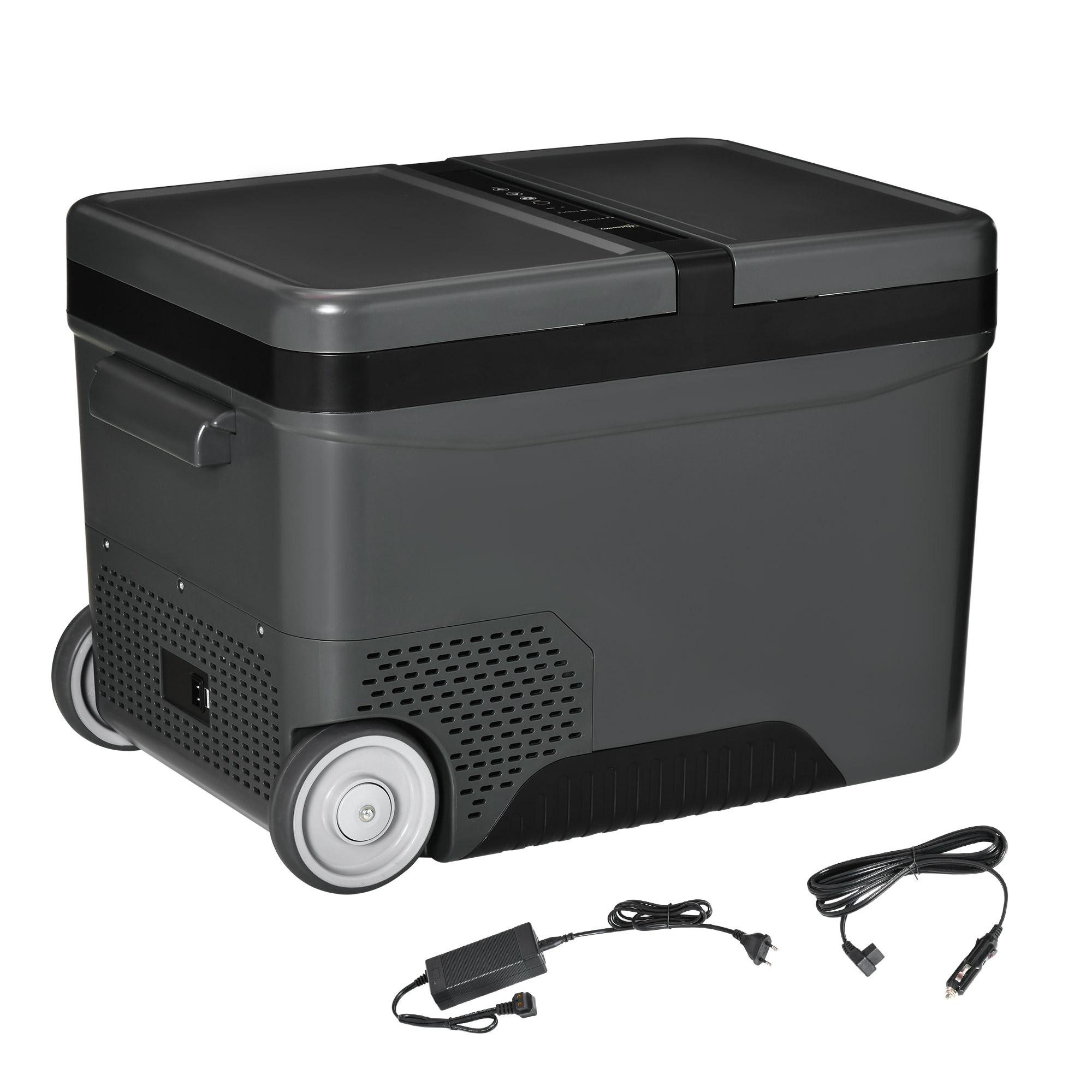 Outsunny Frigo Portatile Elettrico a Compressore da 35L con Maniglia Telescopica e Ruote, Frigorifero Piccolo per Auto e Camion