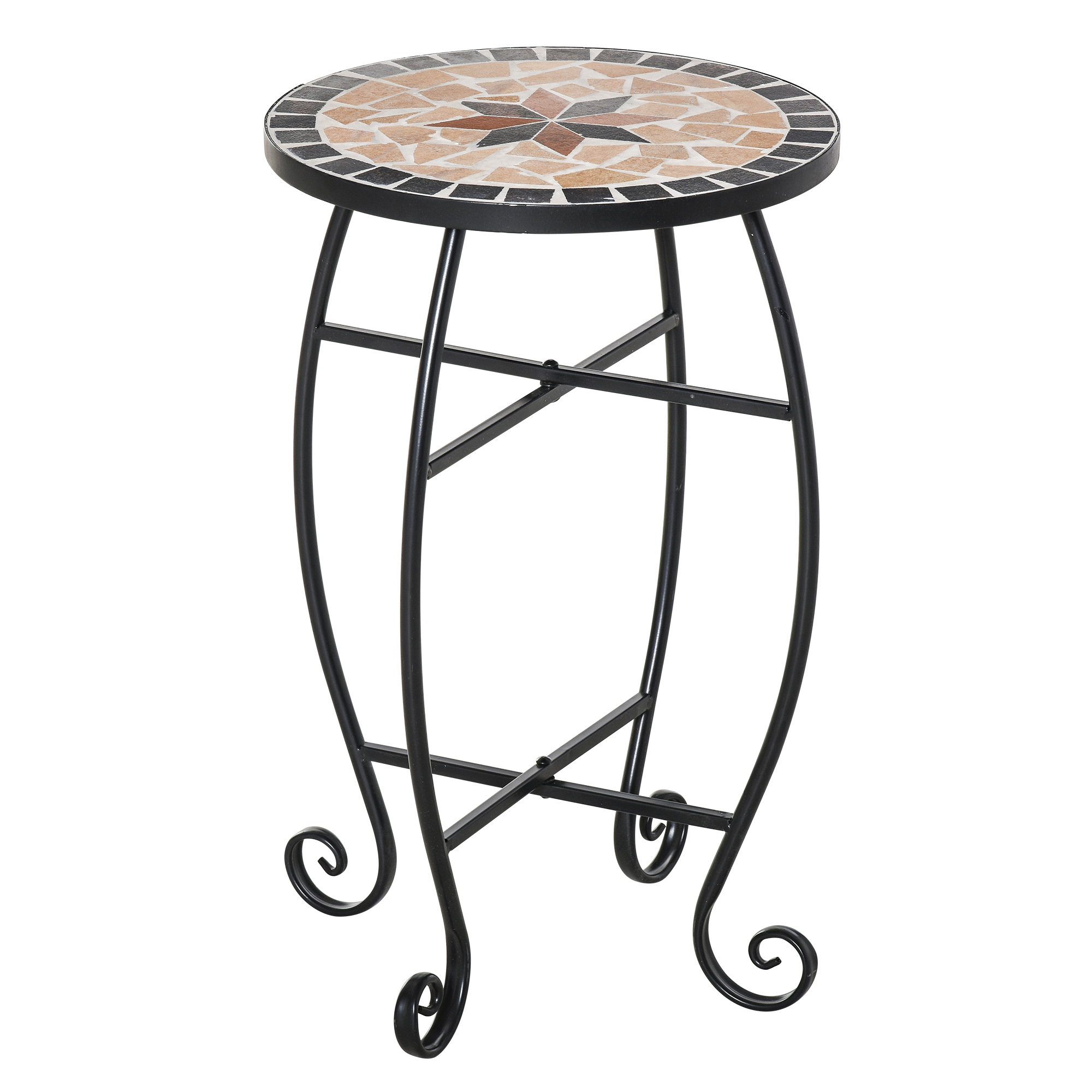 Outsunny Garden Side Accent Table Coffee End Table Ceramic Display Rack