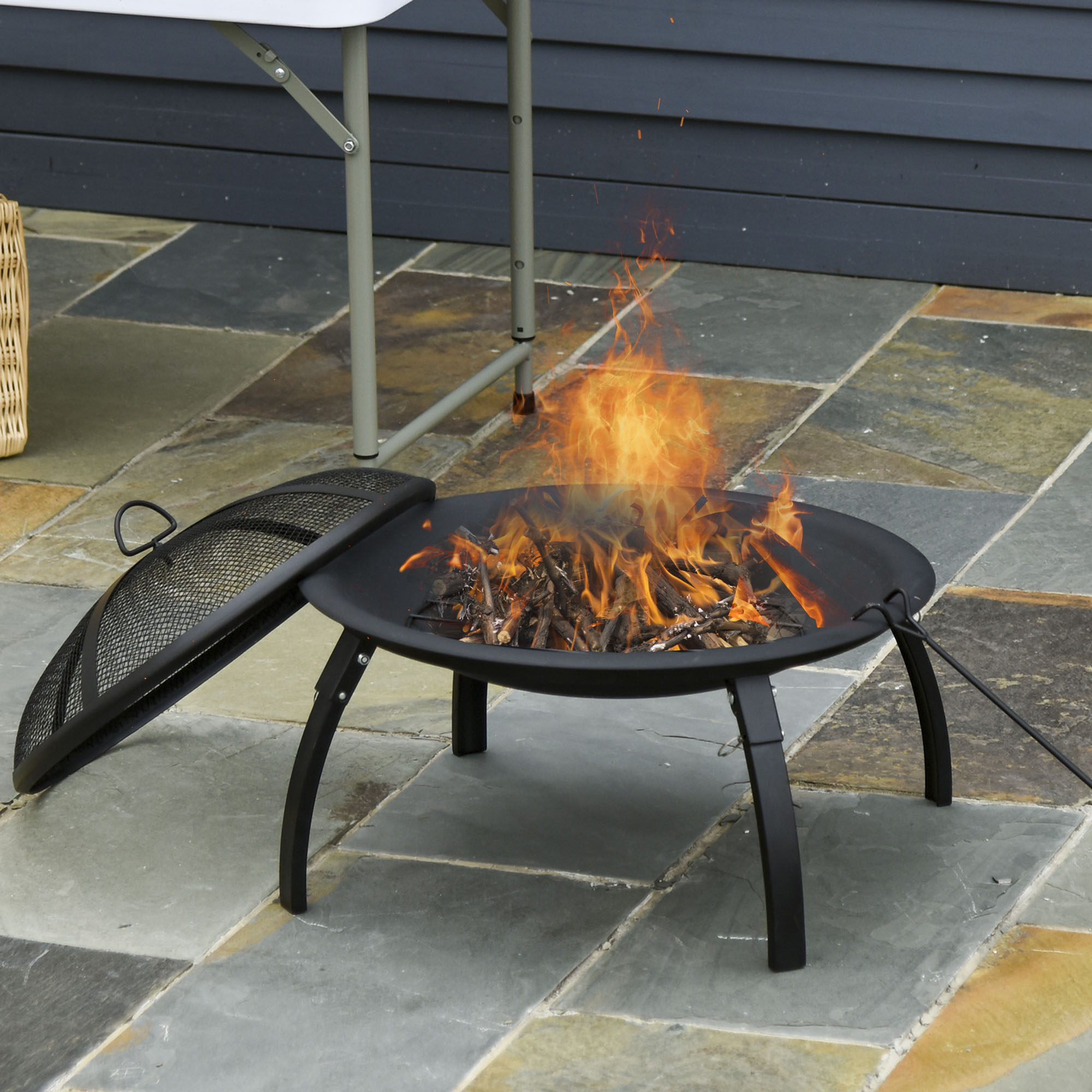 Outsunny Outdoor Patio Steel Fire Pit Bowl for Backyard, Camping