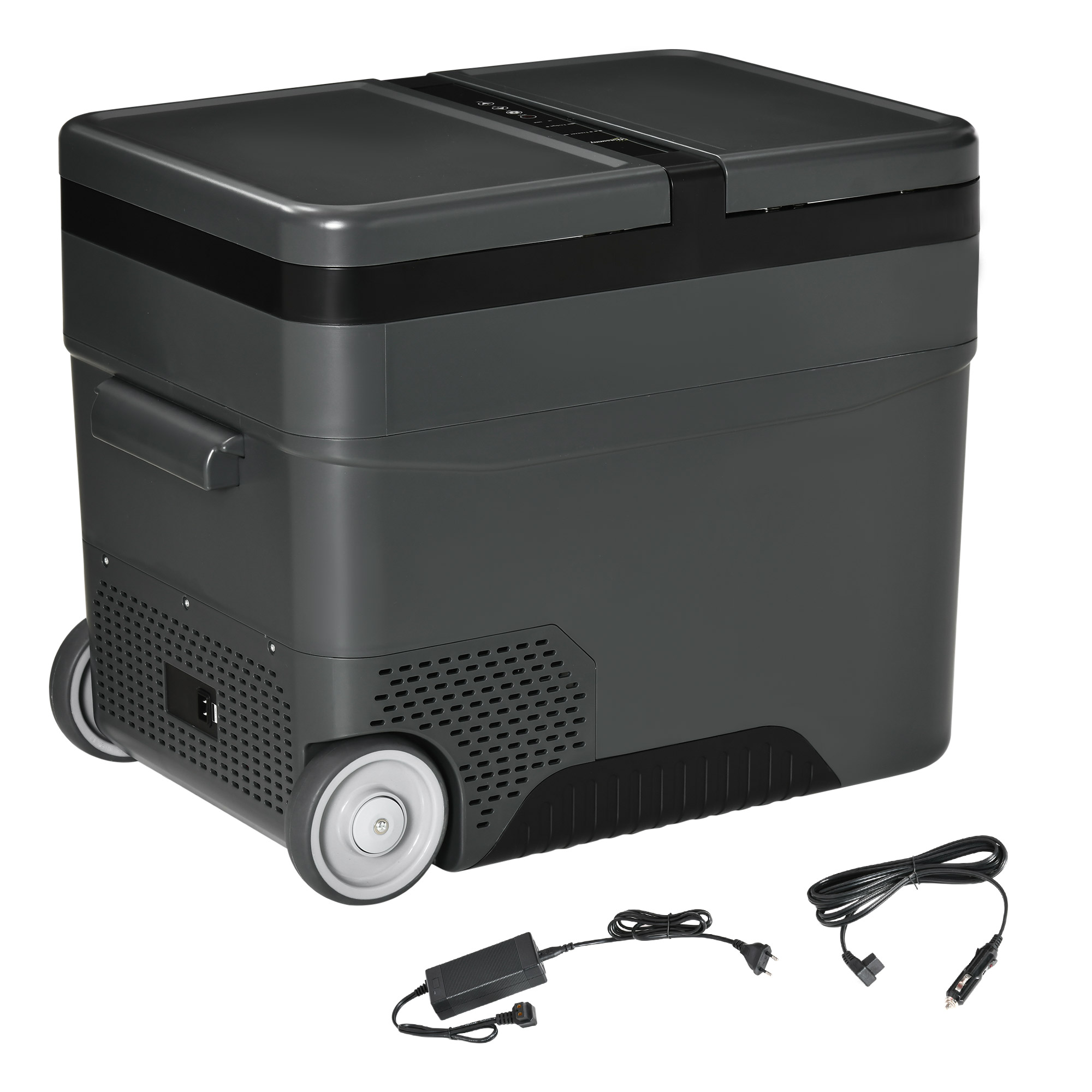 Outsunny Frigo Portatile Elettrico a Compressore da 45L con Maniglia Telescopica e Ruote, Frigorifero Piccolo per Auto e Camion