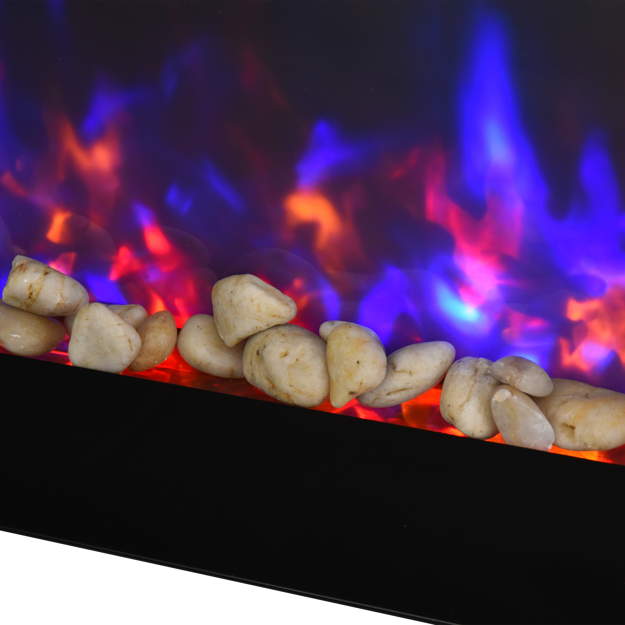HOMCOM 1000W/2000W LED Electric Fireplace w/ Automatic Function Remote Faux Flame Wall Home Heater Backlight Timer Sleek Stylish