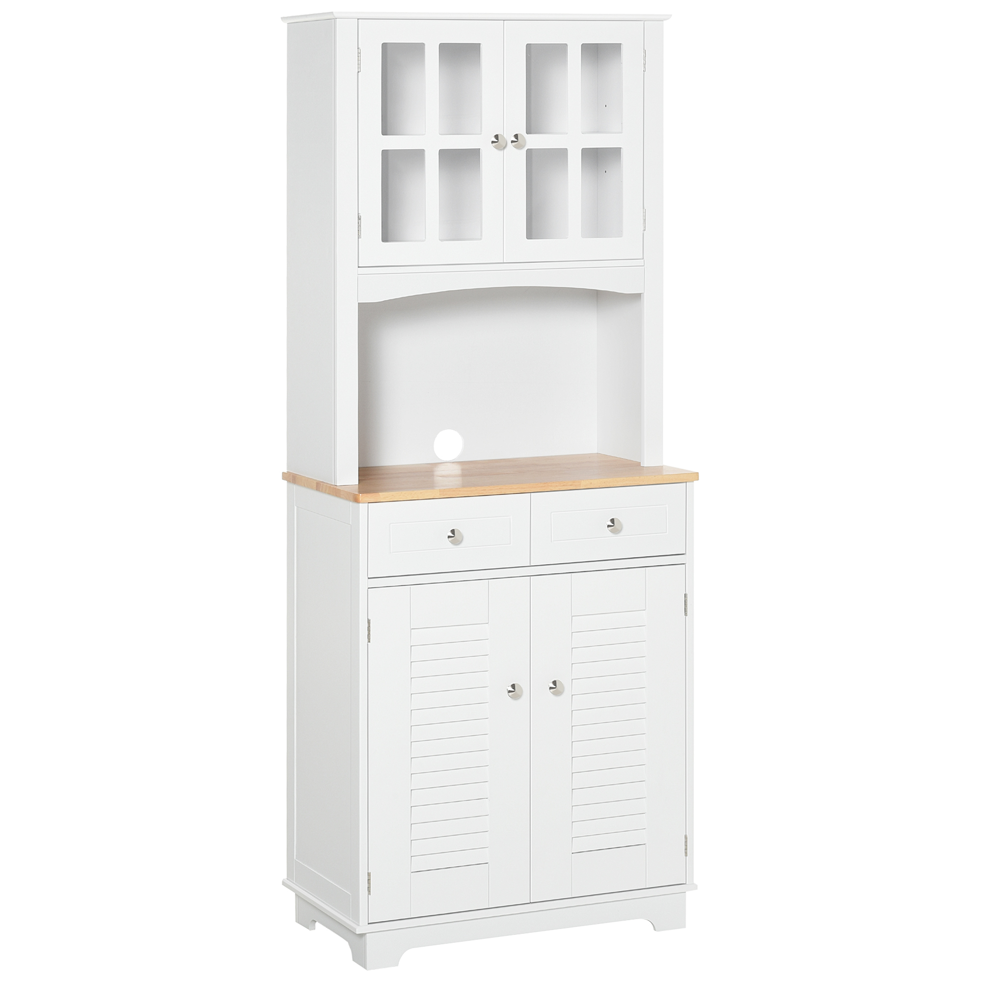 HOMCOM Credenza Alta per Cucina, Mobile Buffet in Legno Bianco, Armadio Dispensa in Stile Classico, Bianco, 68x39.5x170cm