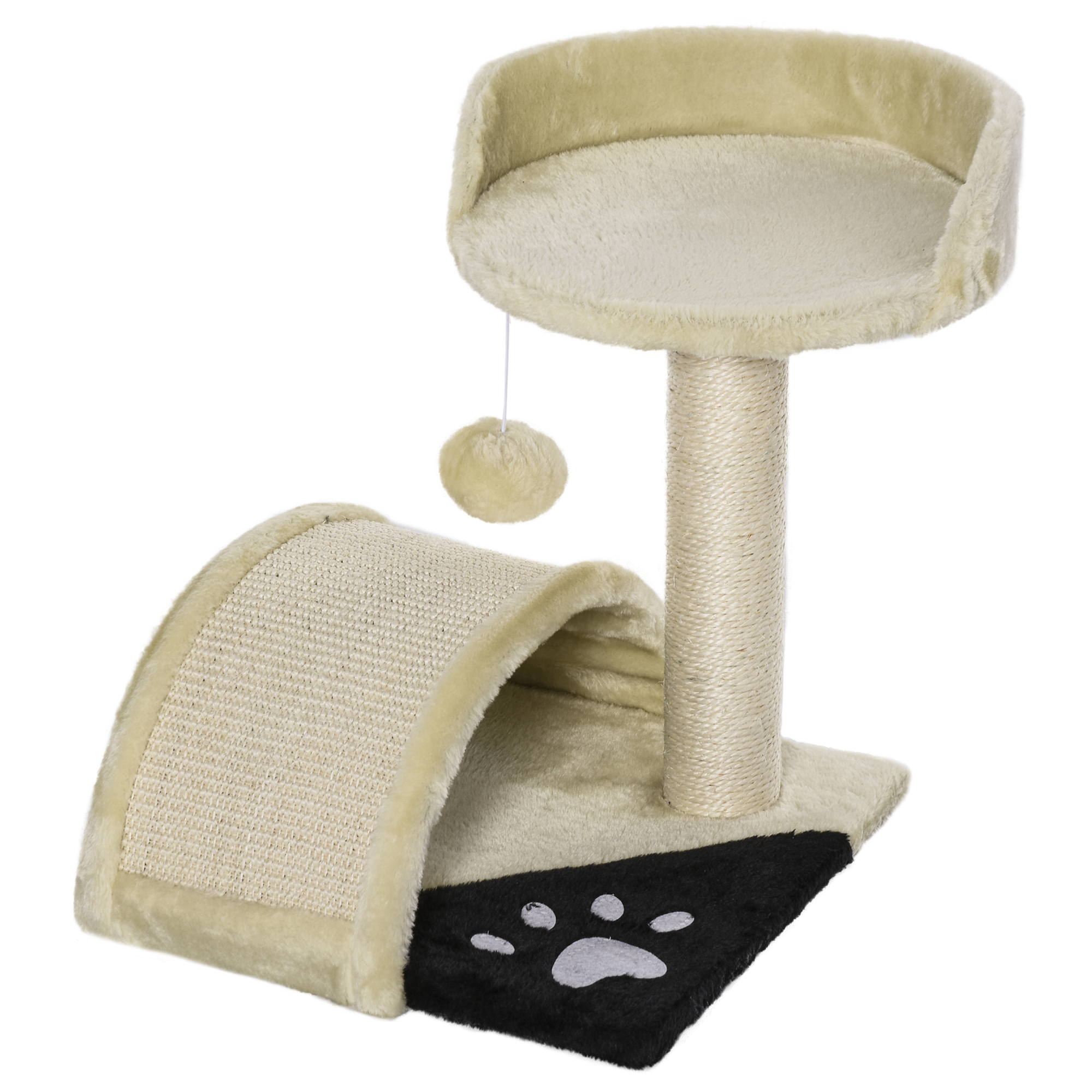 PawHut Albero Tiragraffi per Gatti per Gioco e Relax 35.5x37x46 cm Beige