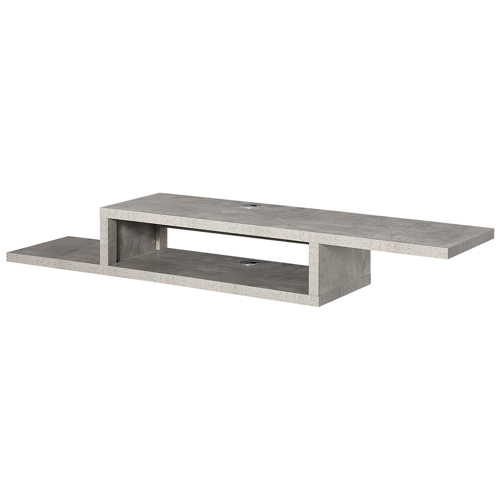 HOMCOM Mueble de TV Mesa Flotante para Televisión hasta 60 Pulgadas en la Pared con 2 Estantes Madera Efecto Cemento 152,4x29,8x21 cm Gris   Aosom España
