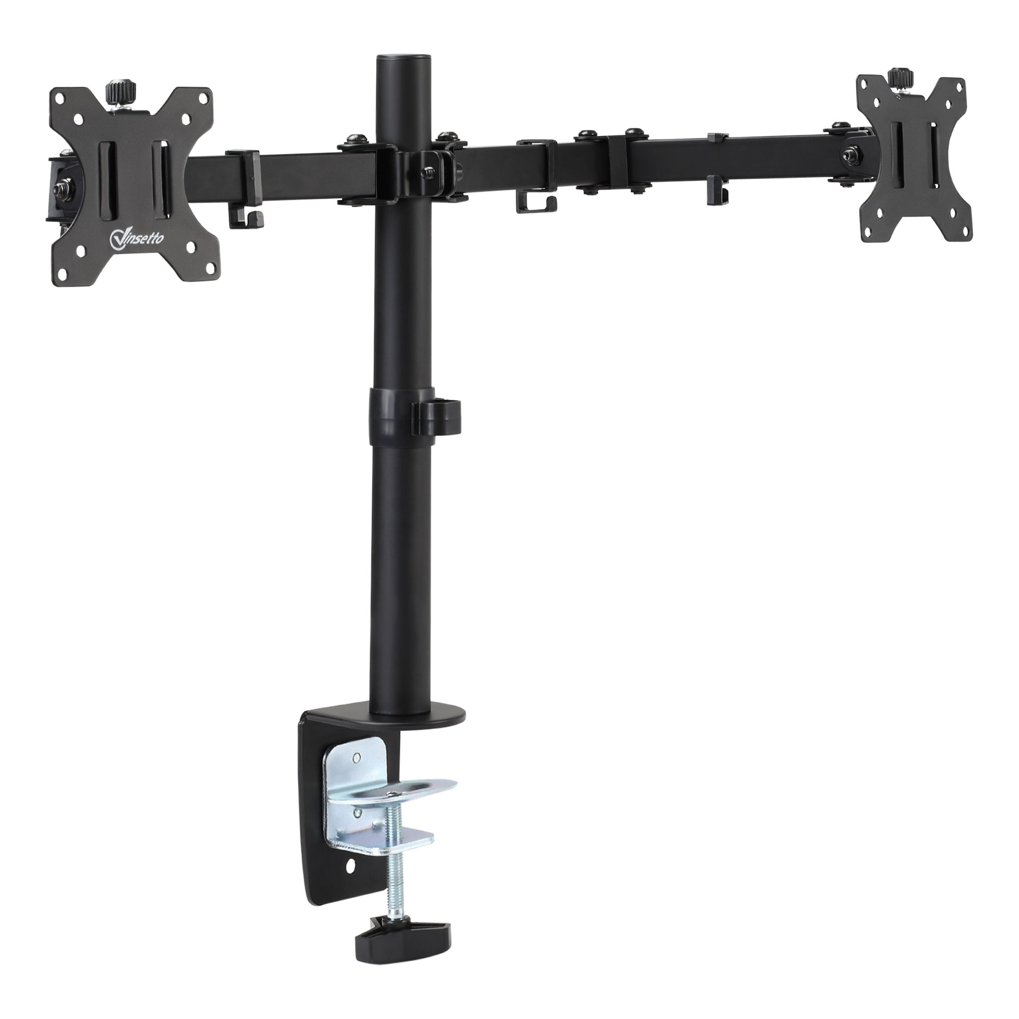 Vinsetto Doppio Supporto Monitor per Scrivania, Altezza, Inclinazione e Orientamento Regolabili, Monitor 13-32'', Nero