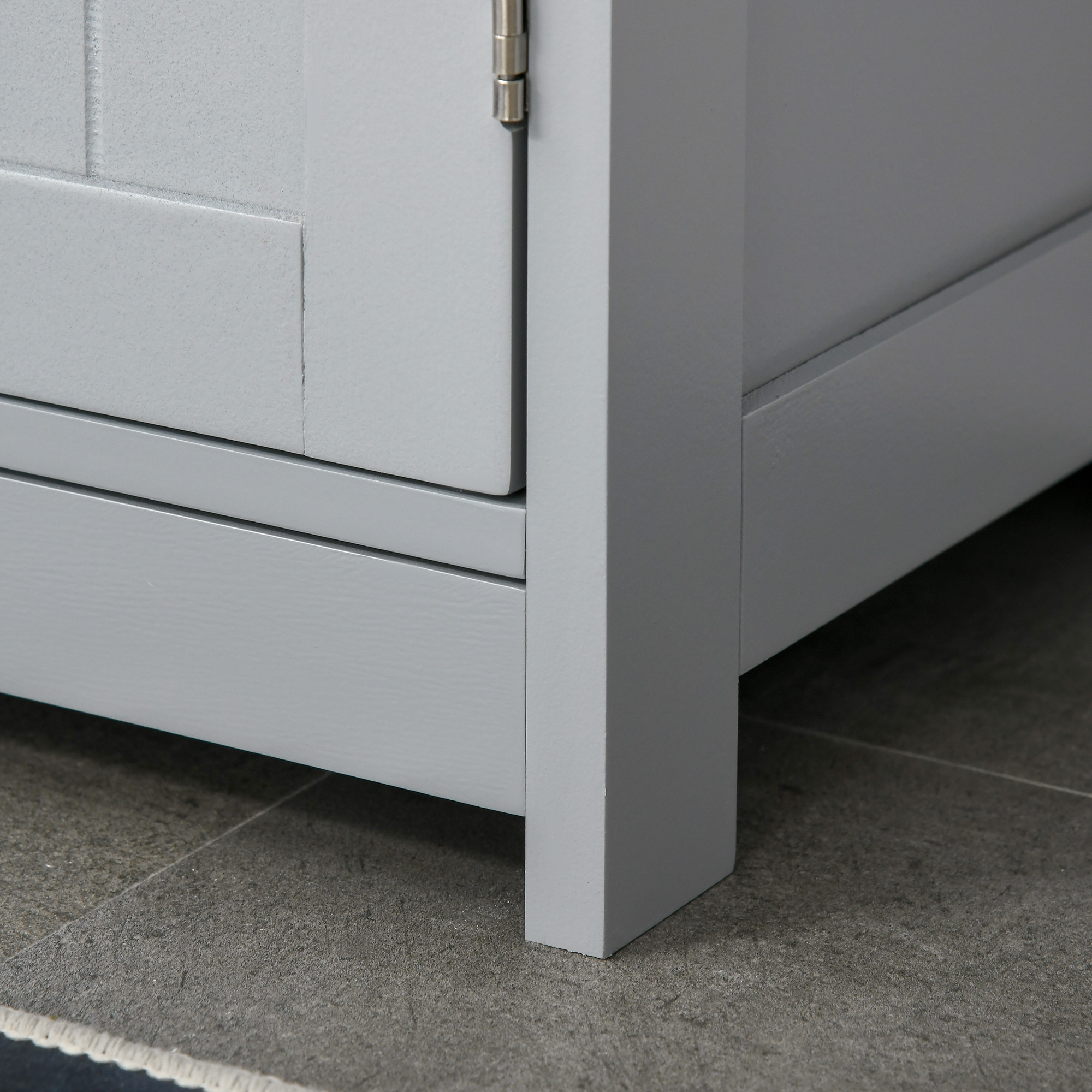 Kleankin Compact Under-Sink Cabinet, 60x60cm, with Adjustable Shelf, Handles, Drainage, Space-Saving Bathroom Organizer, Grey