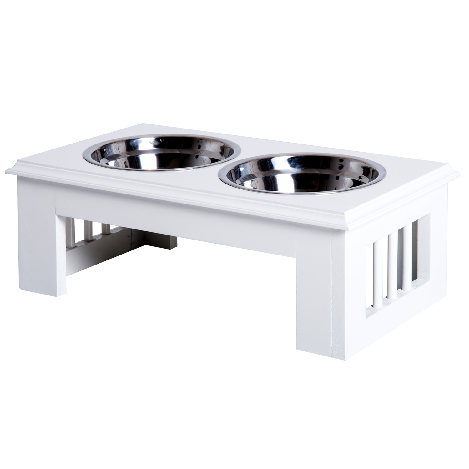 PawHut Comedero Elevado para Perros con Soporte y 2 Cuencos Extraíbles de Acero Inoxidable Alimentador para Mascotas Alimento y Agua 44x24x15 cm