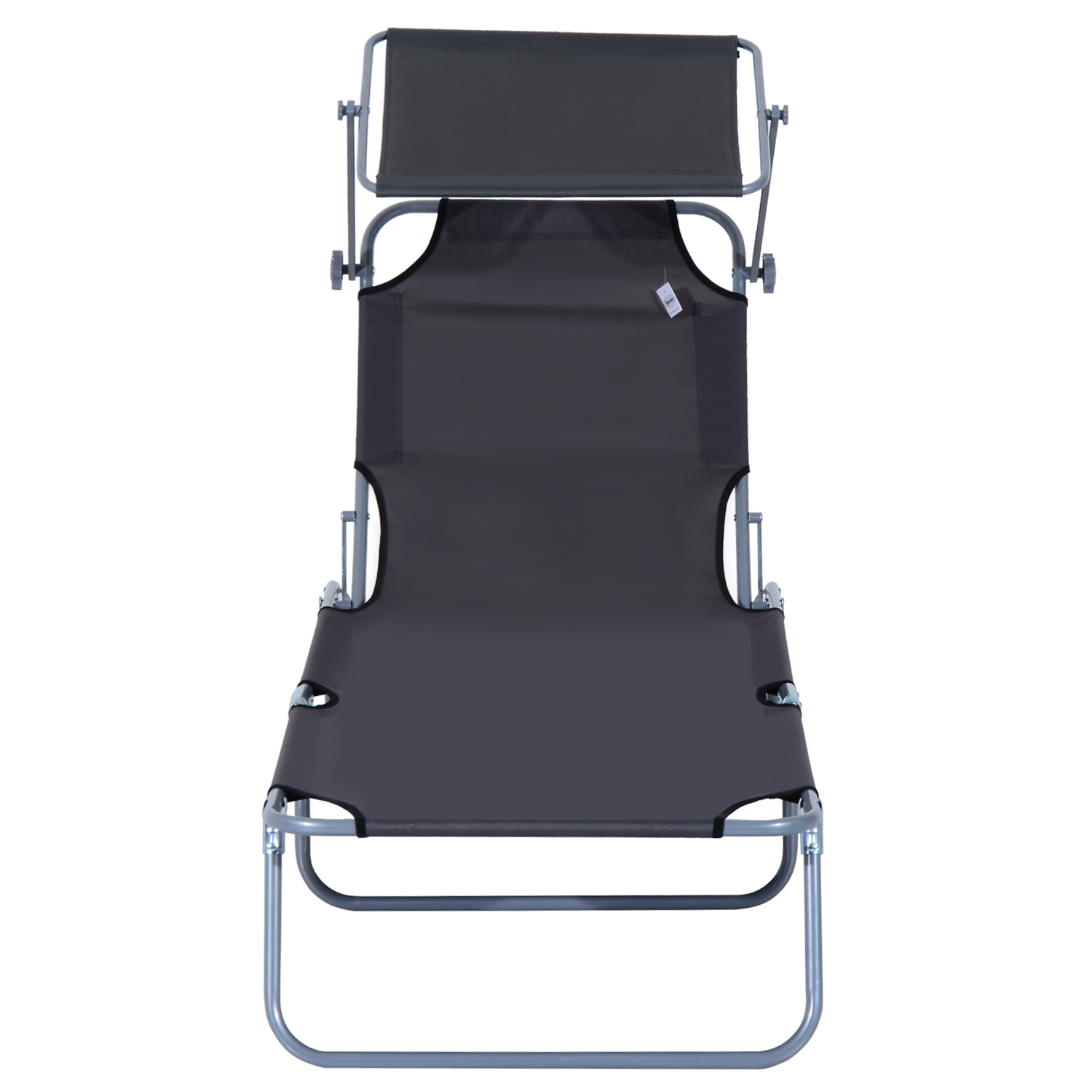 Outsunny® Tumbona Plegable Gris Oxford Hierro con Parasol 187x58x27cm |  Aosom ES