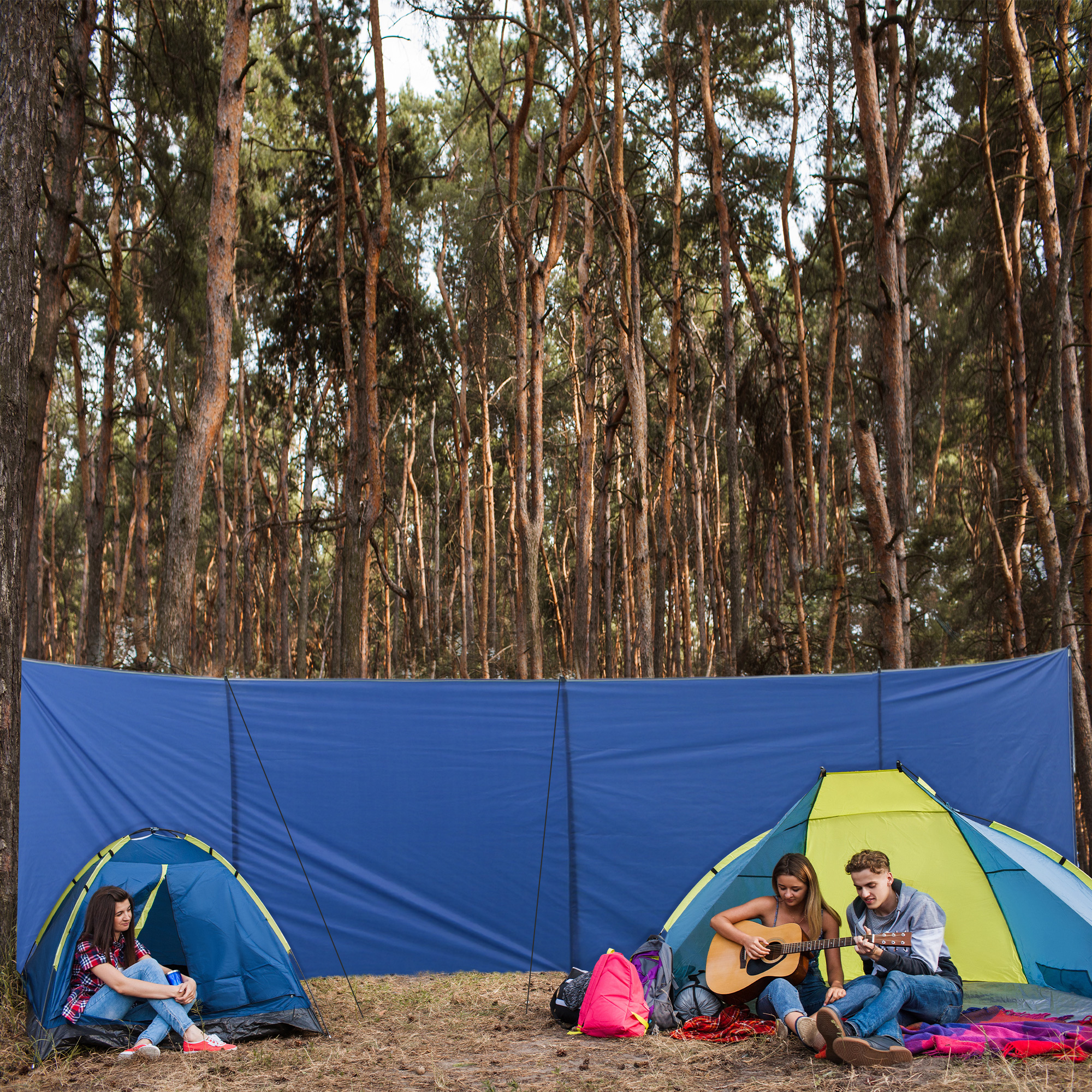 Outsunny Portable Camping Windbreak, Foldable Wind Blocker with Carry Bag, Steel Poles, Beach Sun Shelter, Privacy Wall, 620cm x 150cm
