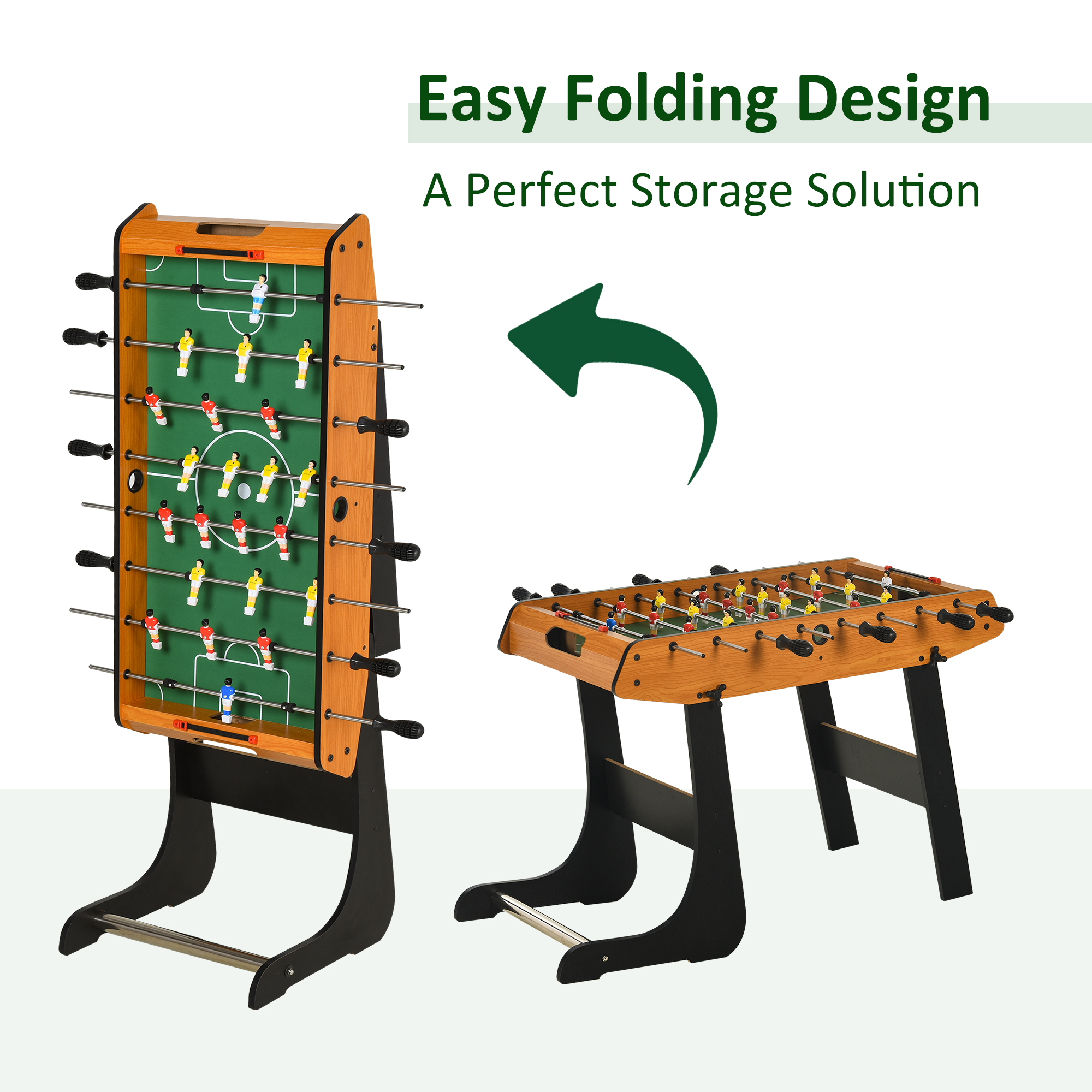 HOMCOM Folding Football Gaming Table Mini Foosball Soccer Table for Family Fun Kids Toy Indoor Play Sports