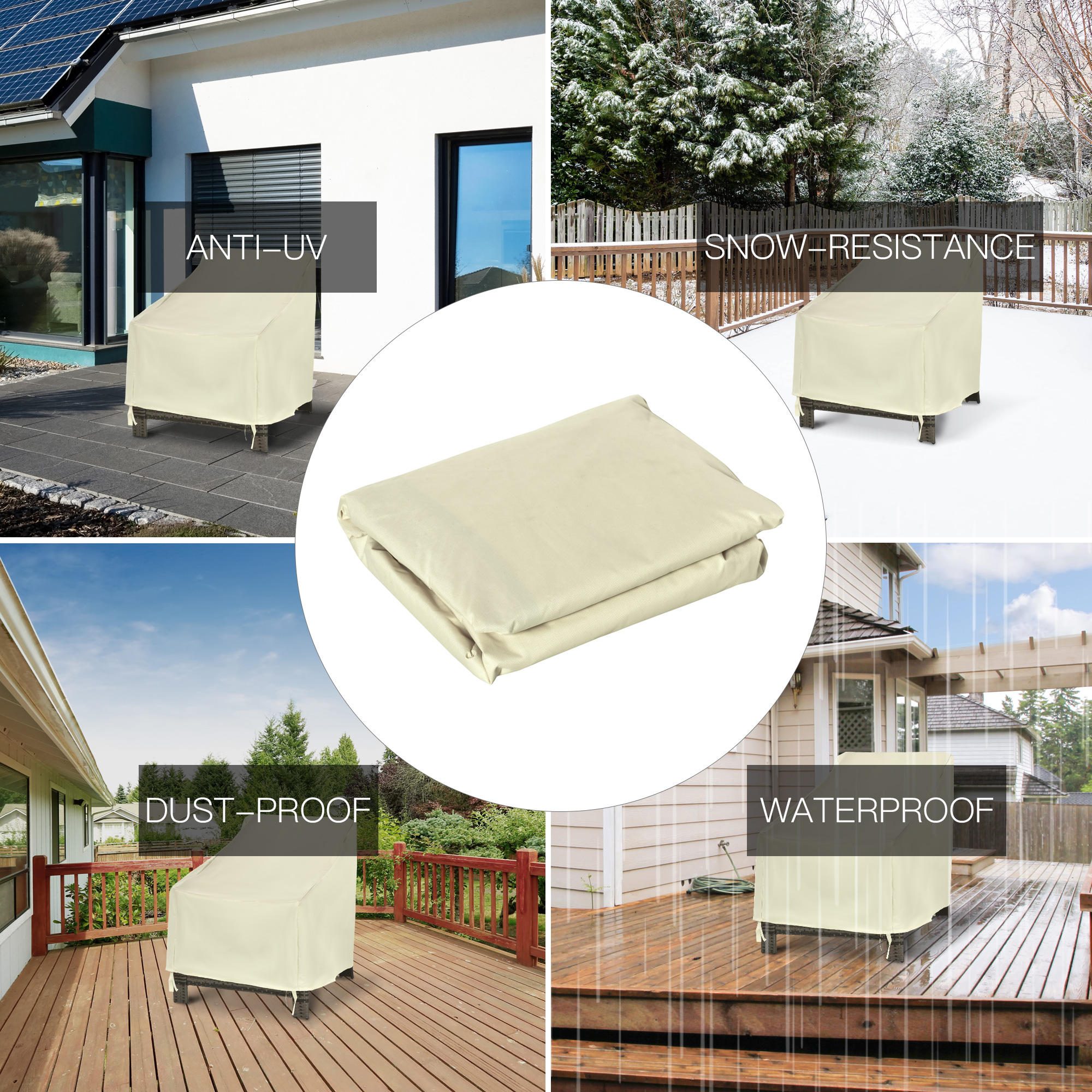 Outsunny Furniture Cover for Single Chair, Waterproof Outdoor Patio Protector, 600D Oxford Cloth, 68x87x44-77cm