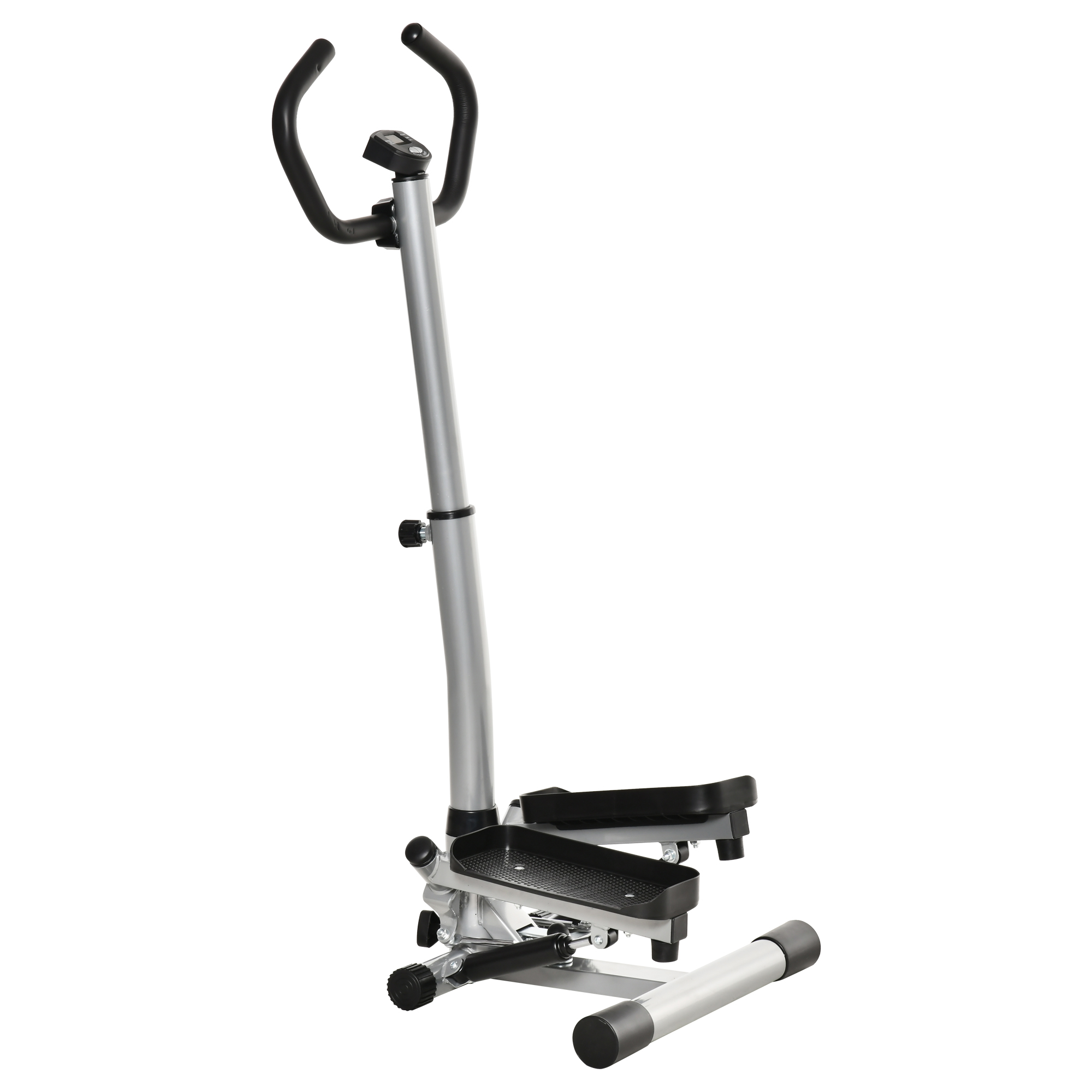 SPORTNOW Mini Stepper 2 in 1, Step Twist con Monitor LCD, Pedali Grandi e Antiscivolo, Stepper Fitness Casa Attrezzatura Cardio per Allenamento Gambe e Vita, per Casa Palestra, Senza Montaggio