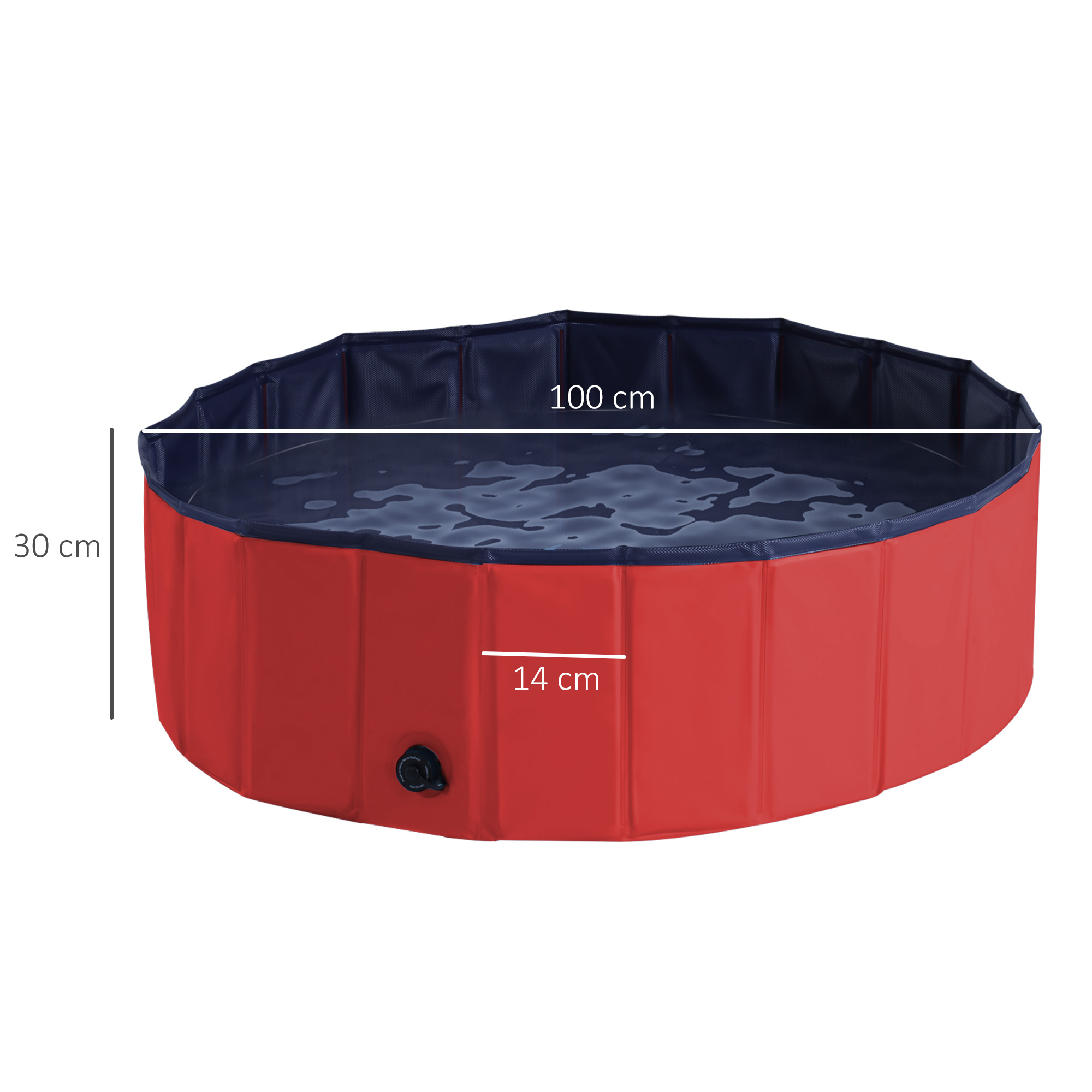 Pawhut Portable Pet Swimming Pool, Foldable Bathing Tub for Dogs and Cats, Non-Slip, Durable PVC, å¦—?00x30H cm, Red